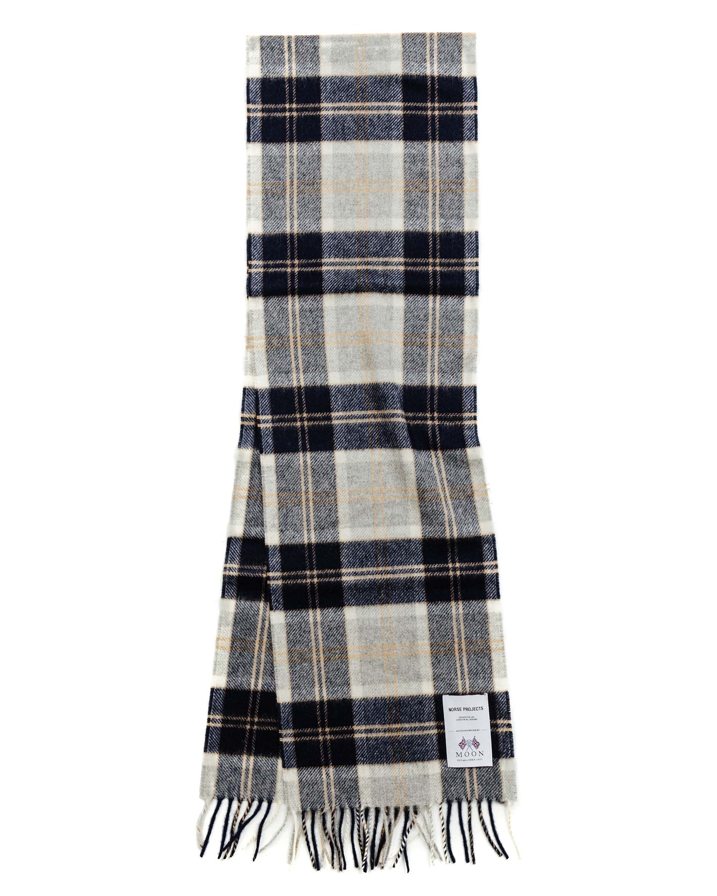 lost & found Norse Projects Norse Projects Moon Checked Lambswool Scarf Navy