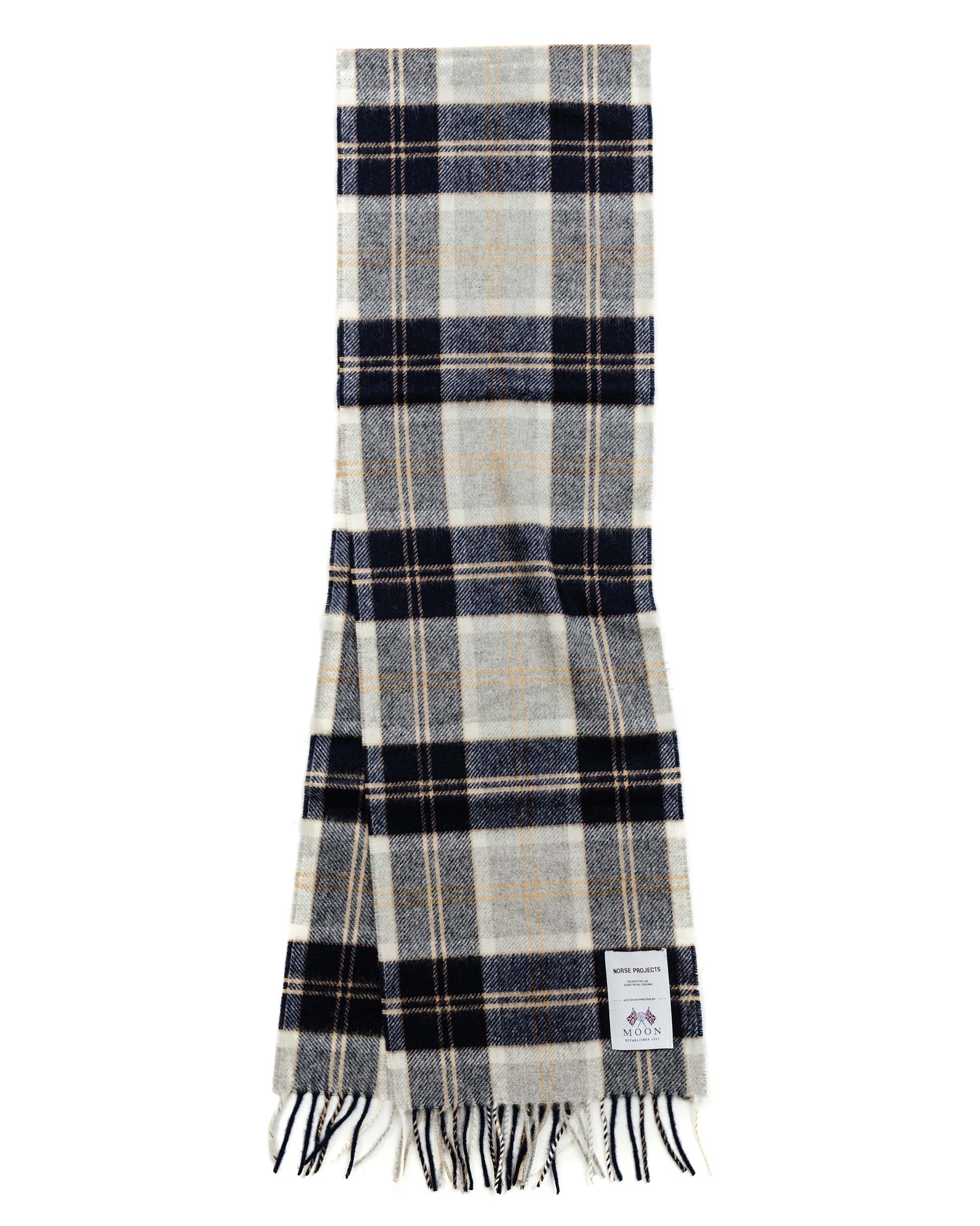 lost & found Norse Projects Norse Projects Moon Checked Lambswool Scarf Navy