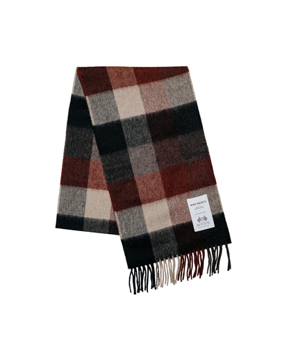 Norse Projects Moon Merino Lambswool Checked Scarf Espresso