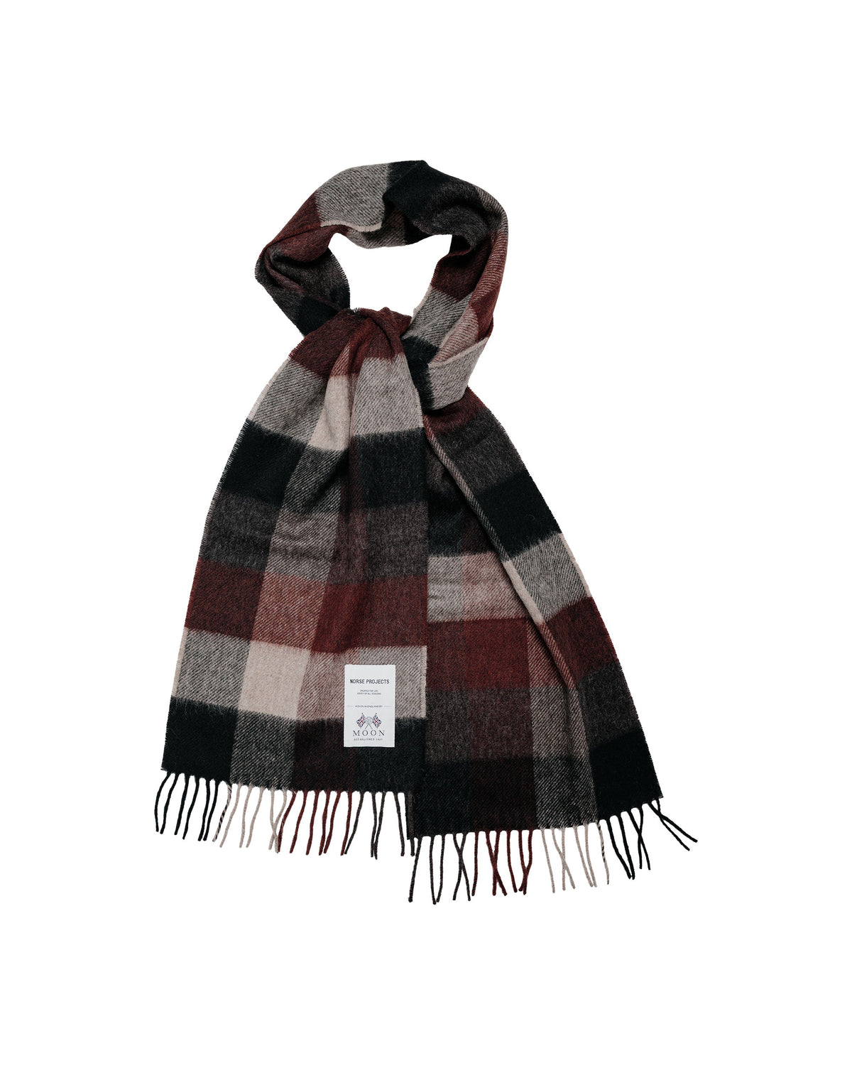 Norse Projects Moon Merino Lambswool Checked Scarf Espresso