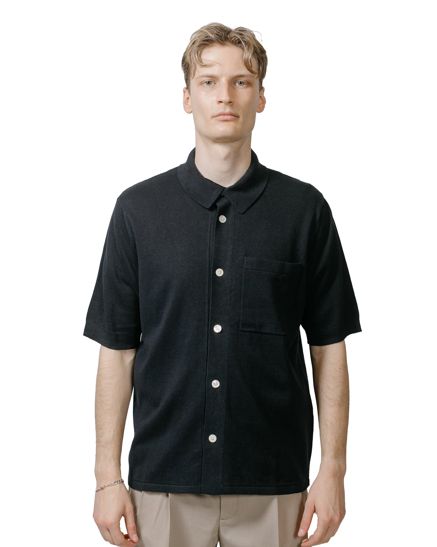 lost & found Norse Projects Norse Projects Rollo Cotton Linen SS Shirt Dark Navy
