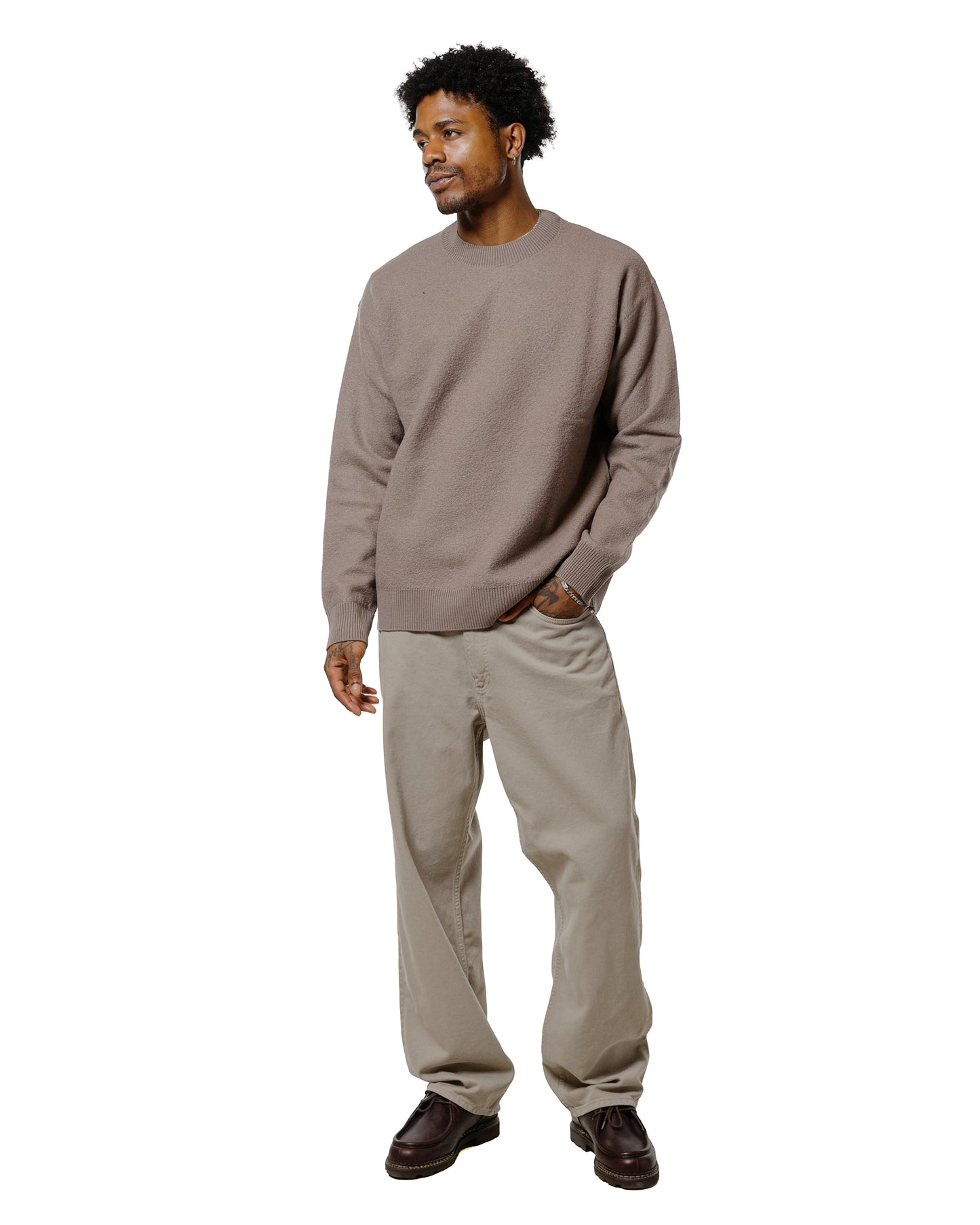 lost & found Norse Projects Norse Projects Rom Boiled Wool Crewneck Walnut