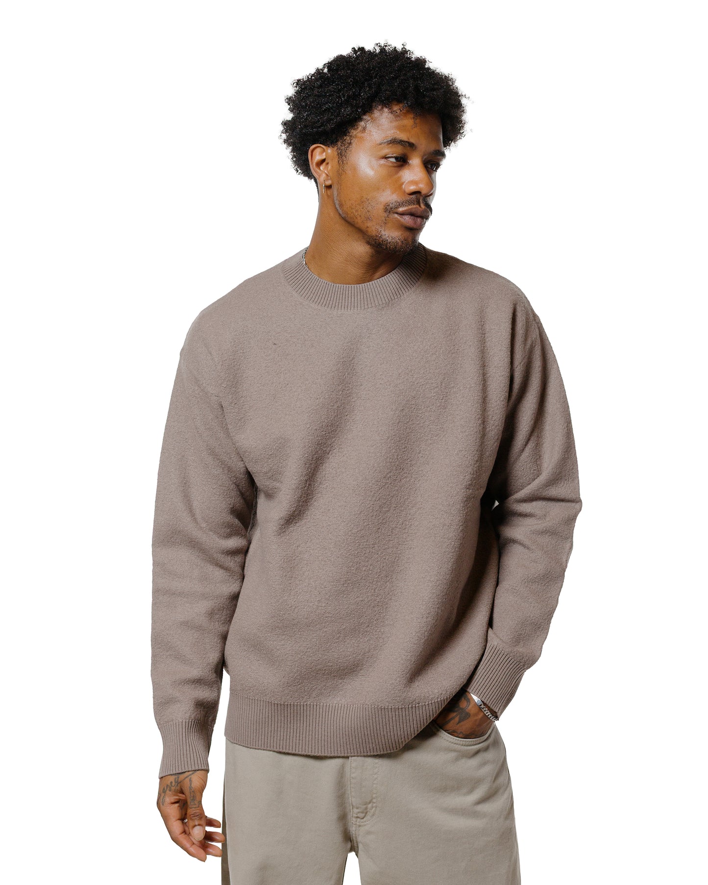 lost & found Norse Projects Norse Projects Rom Boiled Wool Crewneck Walnut