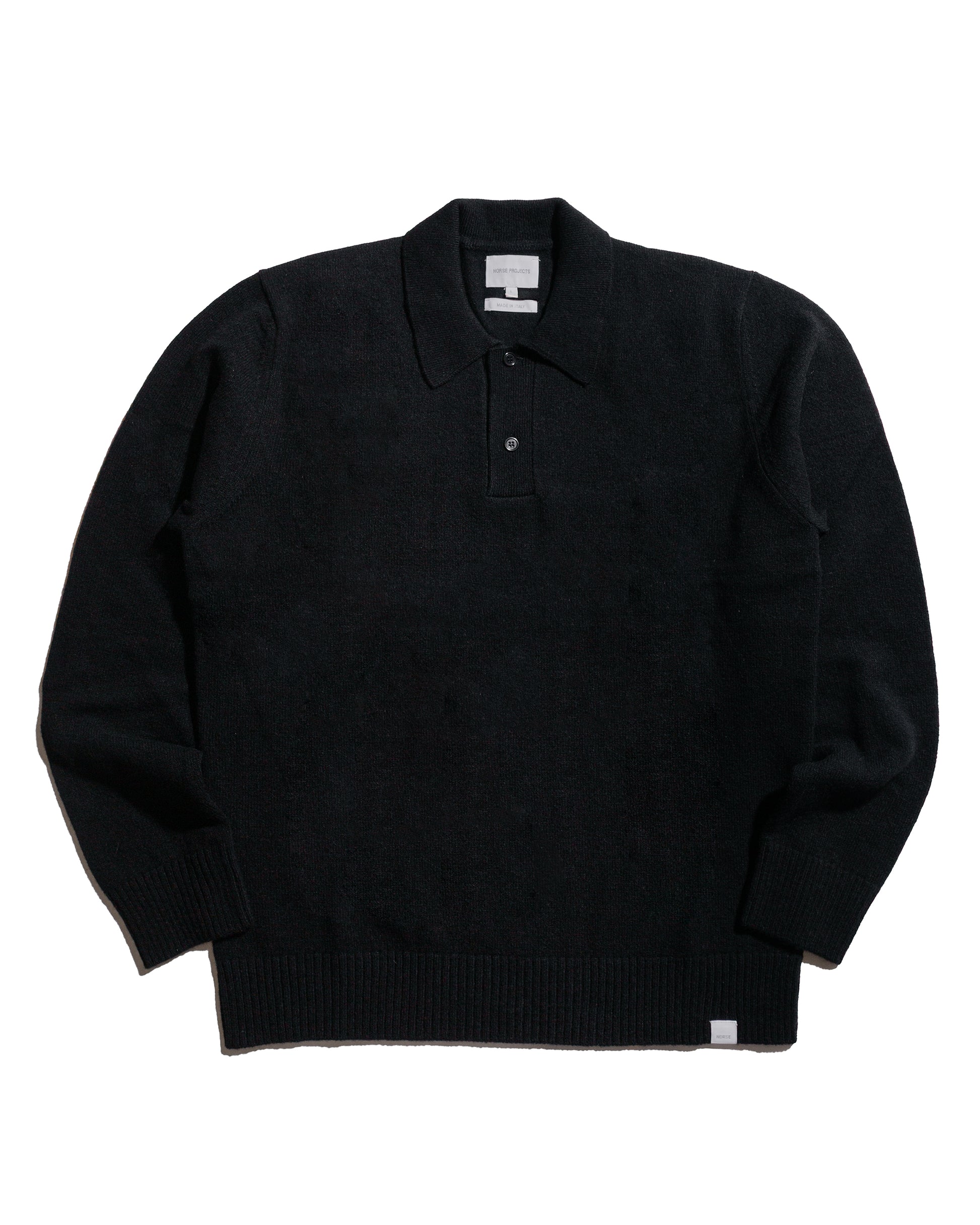 lost & found Norse Projects Norse Projects Standard Merino Lambswool Polo Black