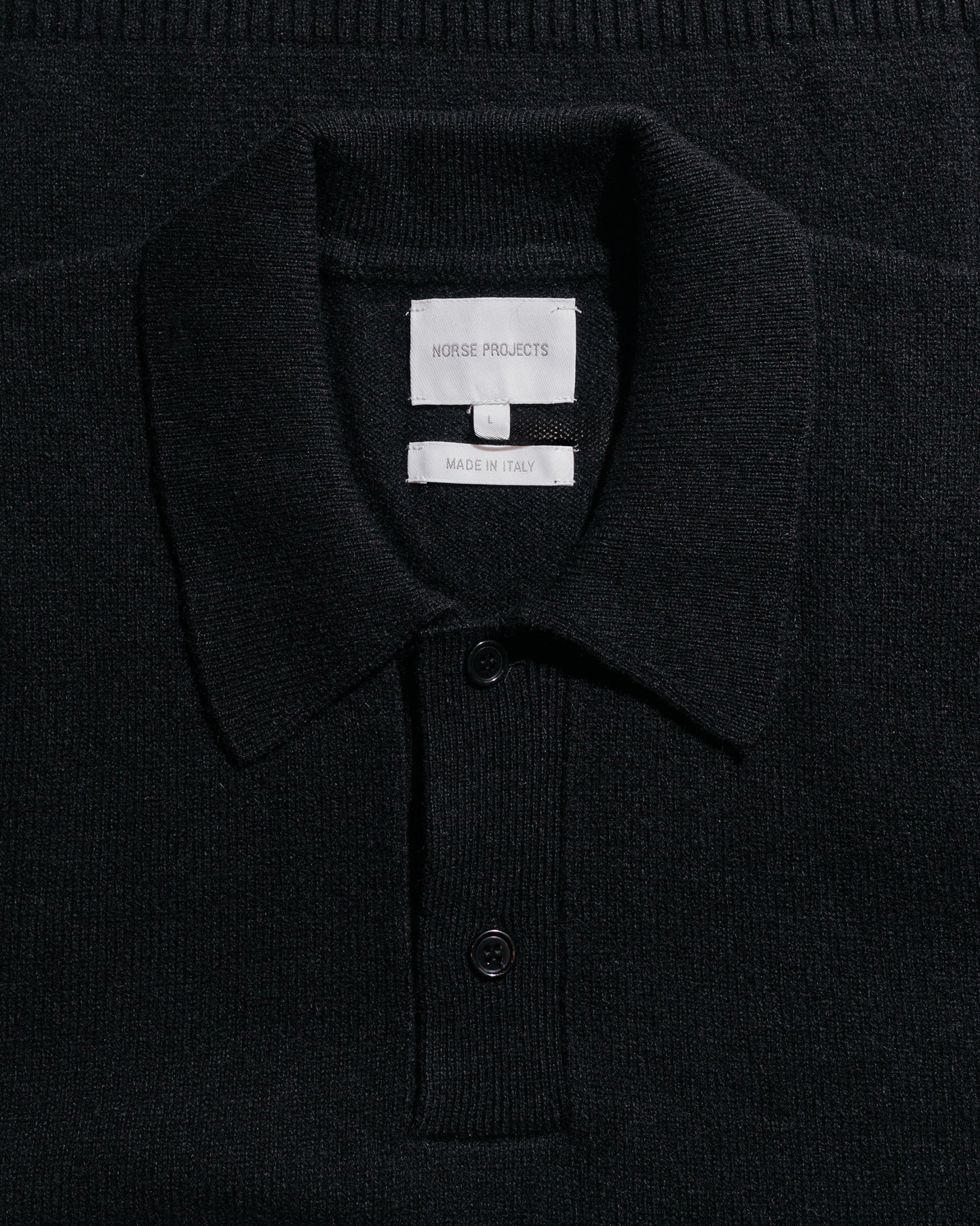 lost & found Norse Projects Norse Projects Standard Merino Lambswool Polo Black
