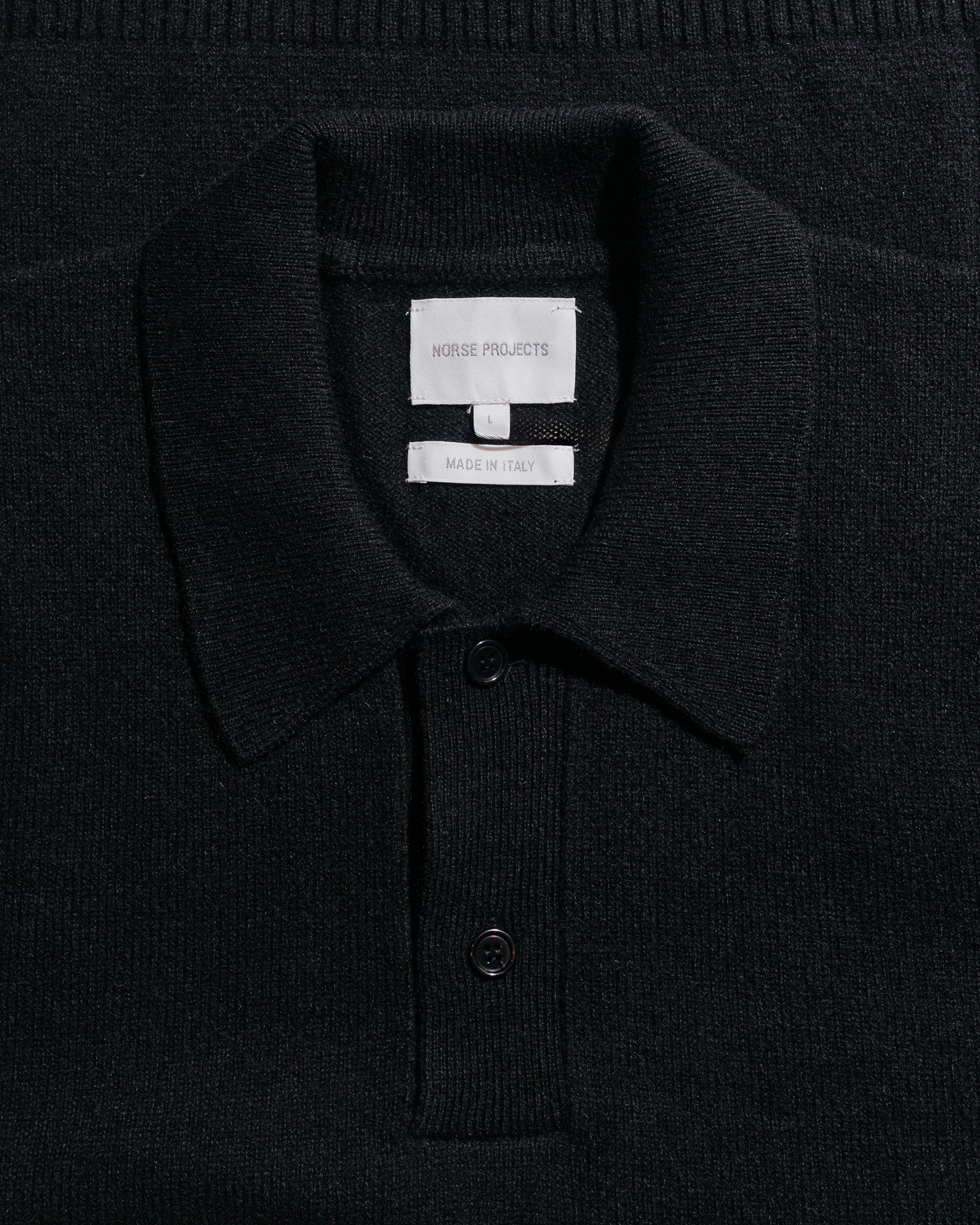 lost & found Norse Projects Norse Projects Standard Merino Lambswool Polo Black