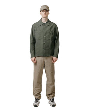 Norse Projects Tyge Cotton Linen Overshirt Spruce Green model full