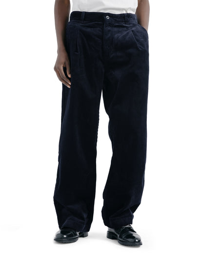 Norse Projects Volda Pleated Wide Wale Corduroy Trouser Dark Navy