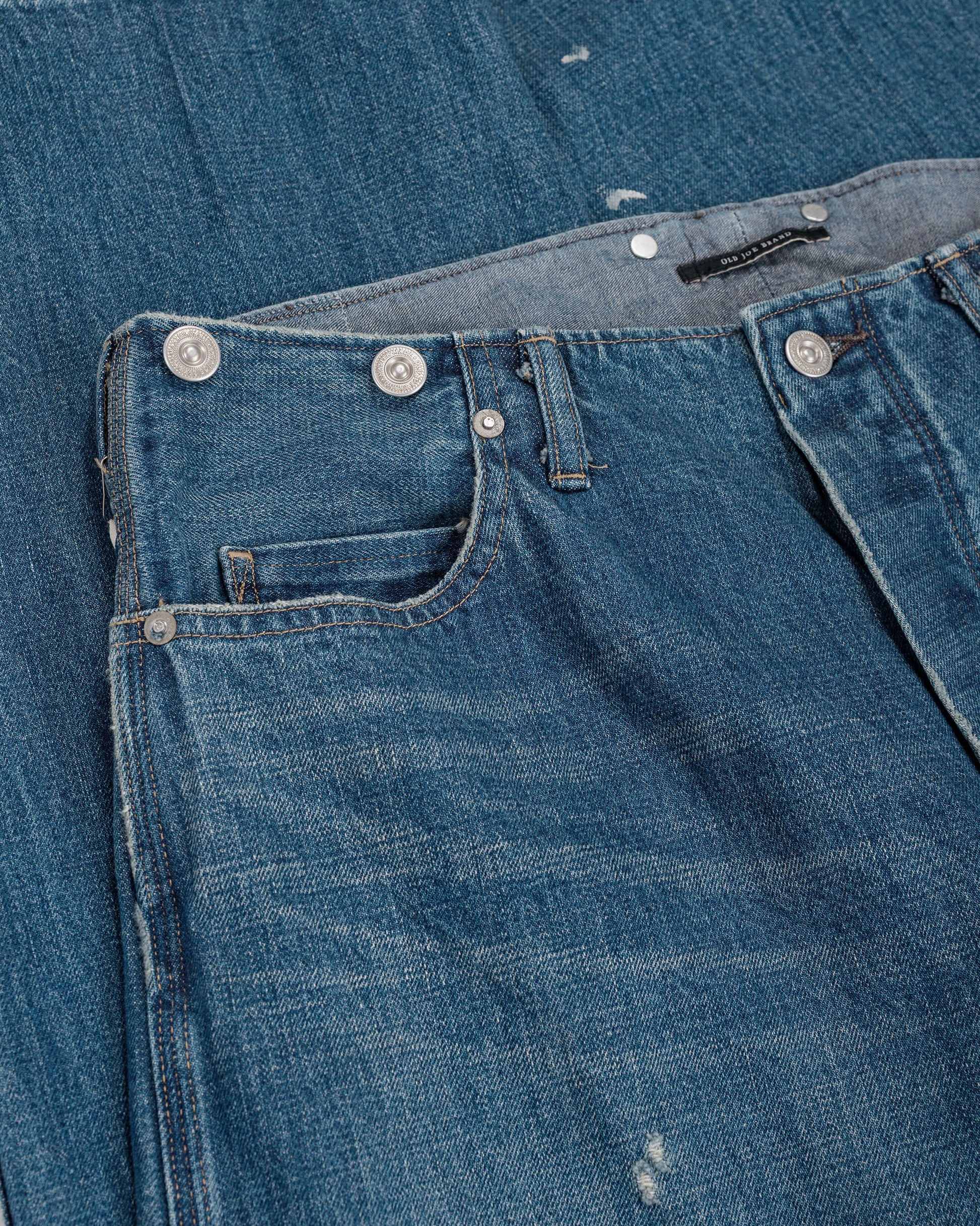 lost & found Old Joe Old Joe Beltless Waist Jean Trouser"990" (Scar Face & Paint) Indigo