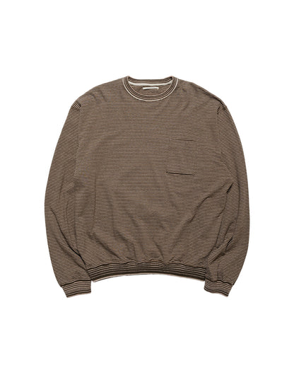 Old Joe Malti Striped Crew Neck Tops Coffee
