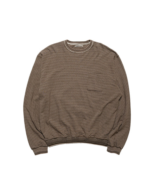 Old Joe Malti Striped Crew Neck Tops Coffee