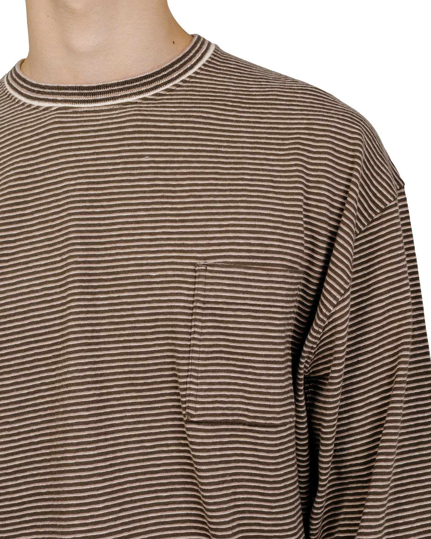 Old Joe Malti Striped Crew Neck Tops Coffee