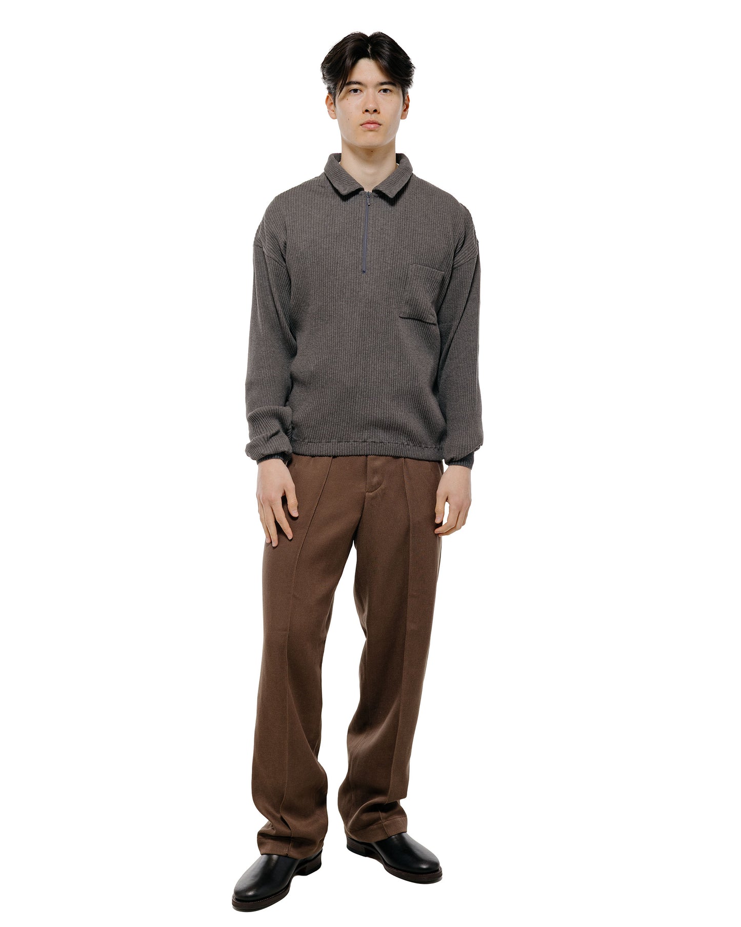 Old Joe Quater Zip Cotton Yak Ribed Shirts Graphite