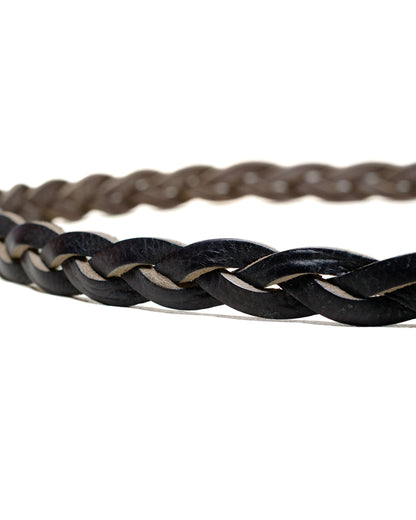 Our Legacy 2CM Braided Belt Soft Coal Torn Bovine