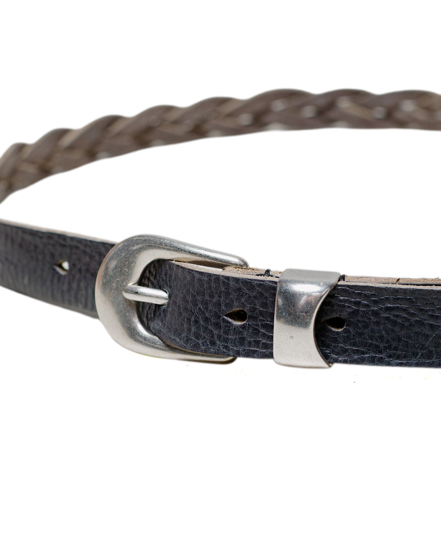 Our Legacy 2CM Braided Belt Soft Coal Torn Bovine