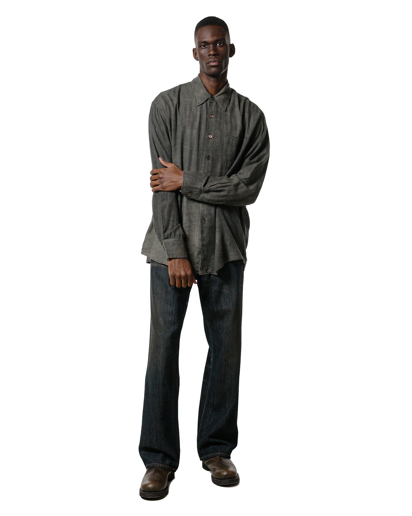 Our Legacy Above Shirt Dark Cloud Sparse Cotton Wool