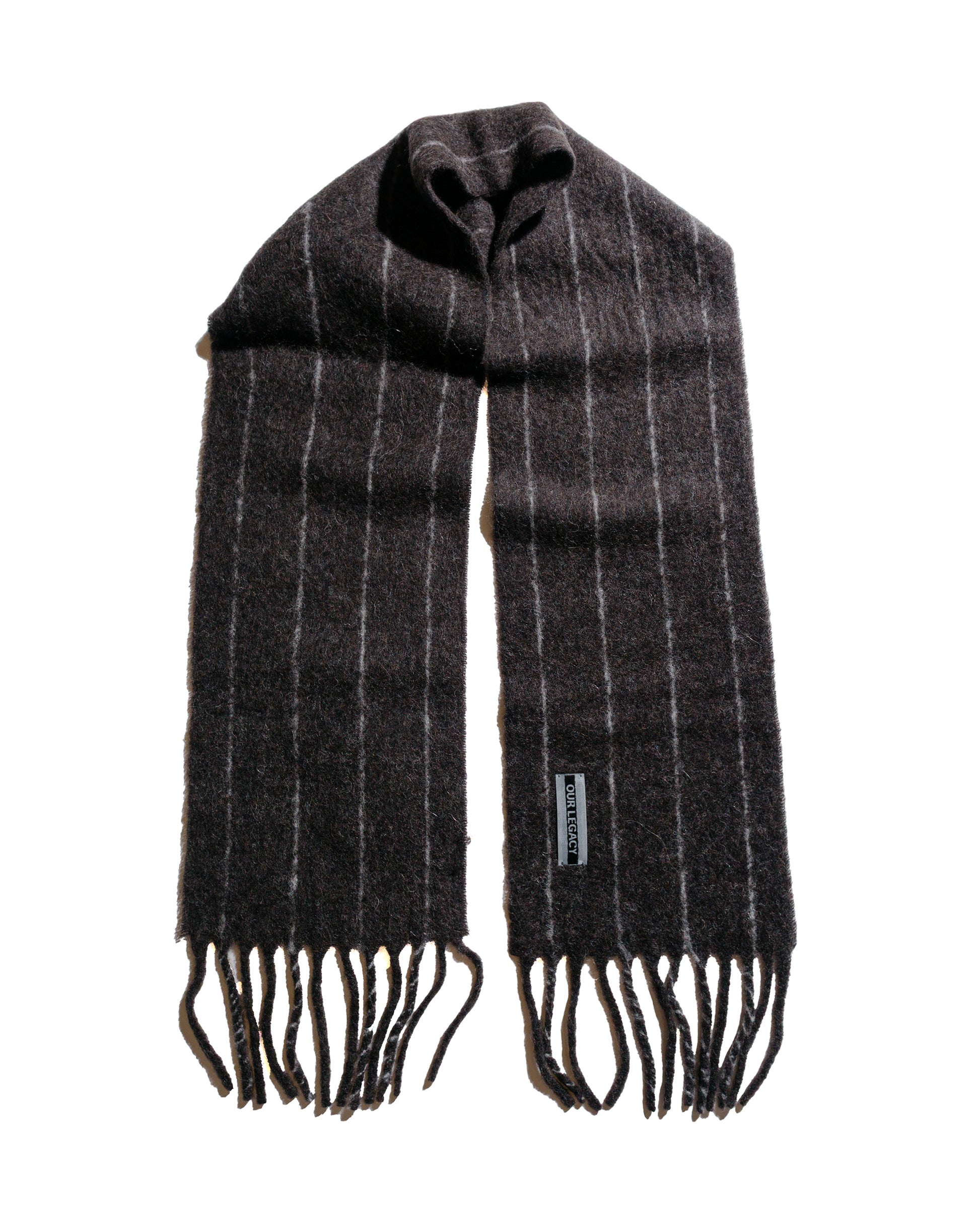 lost & found Our Legacy Our Legacy Estate Scarf Brown Pinstripe Fuzzy Alpaca