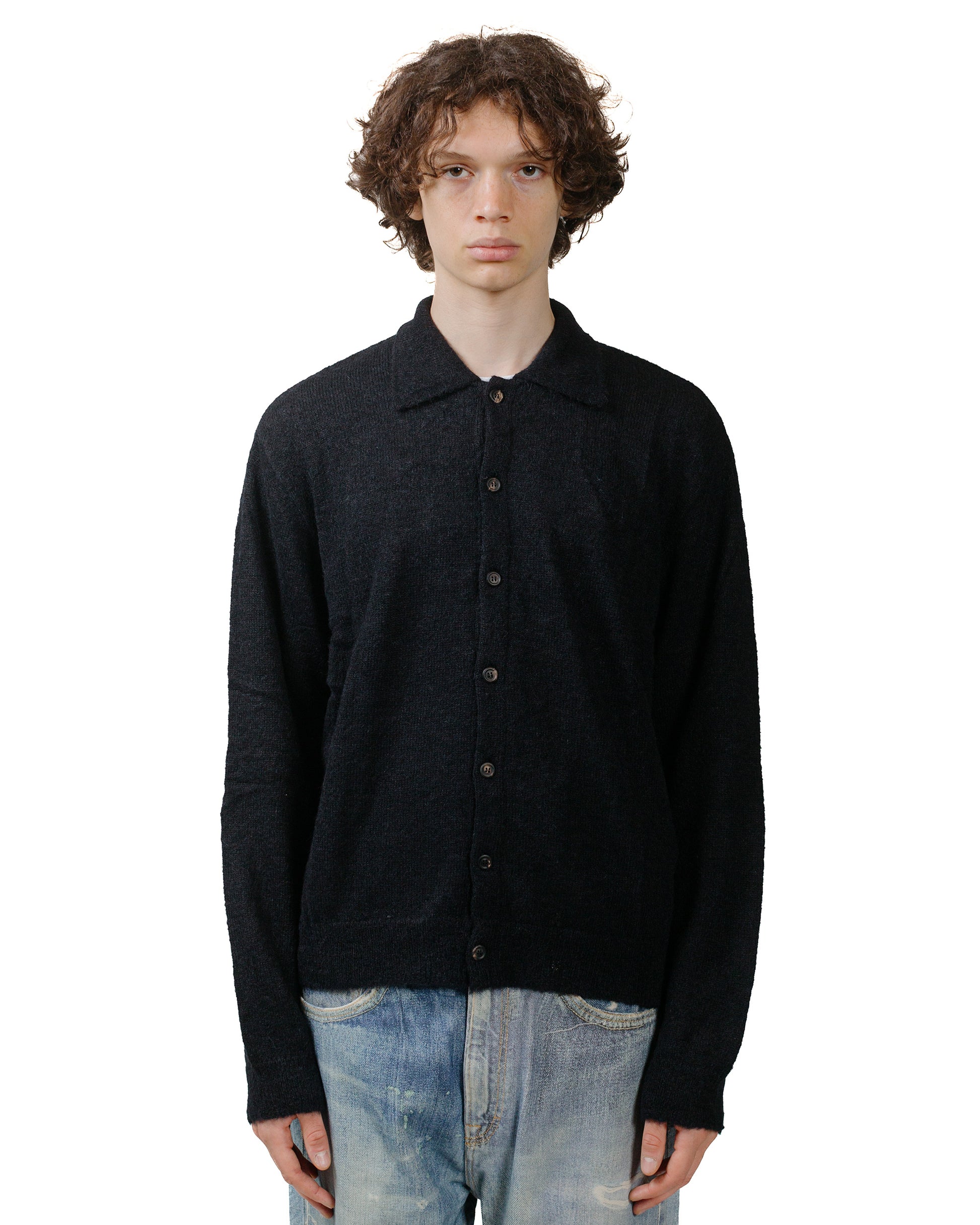 lost & found Our Legacy Our Legacy Evening Polo Black Fuzzy Alpaca