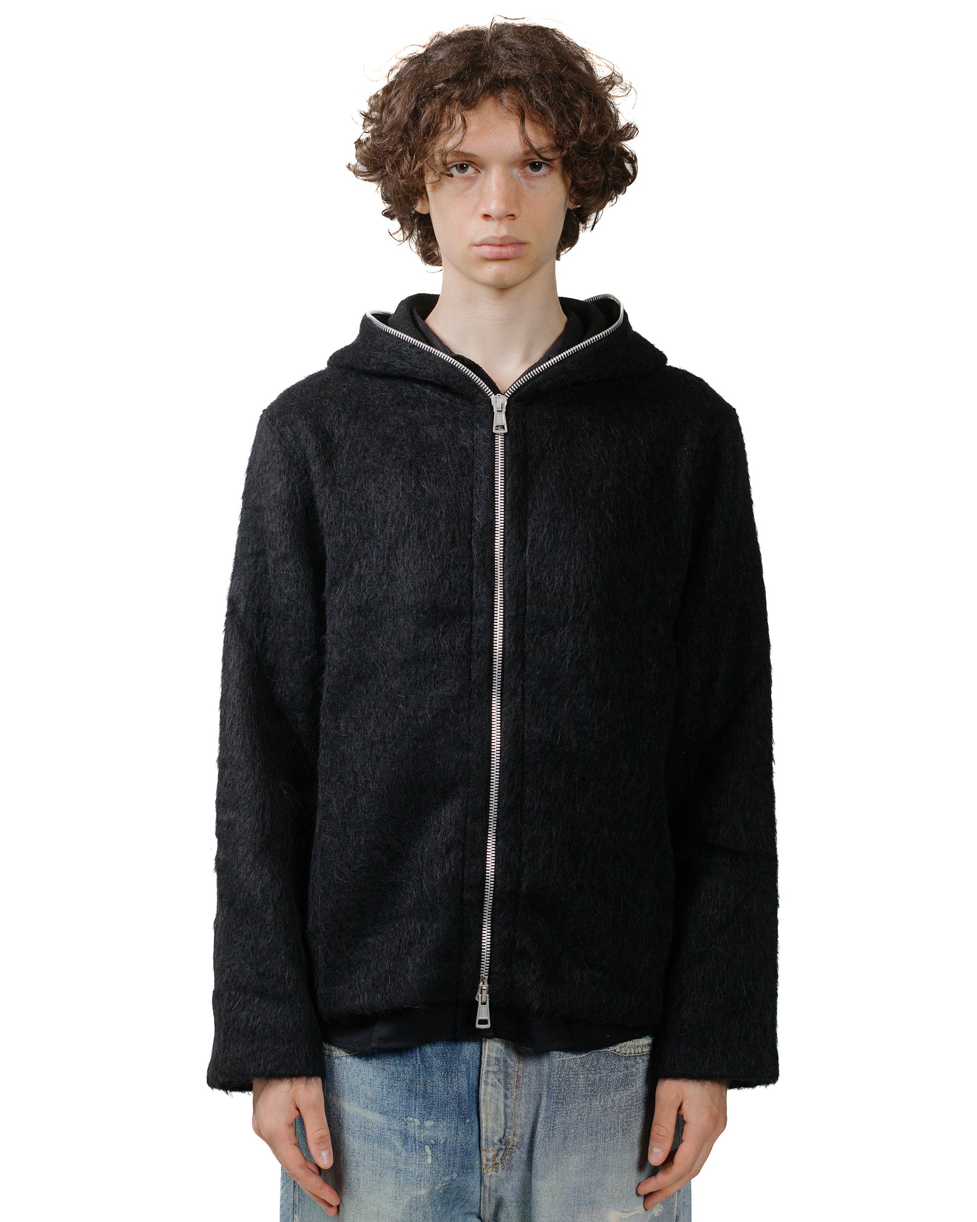 lost & found Our Legacy Our Legacy Full Zip Hood Black Hairy Wool
