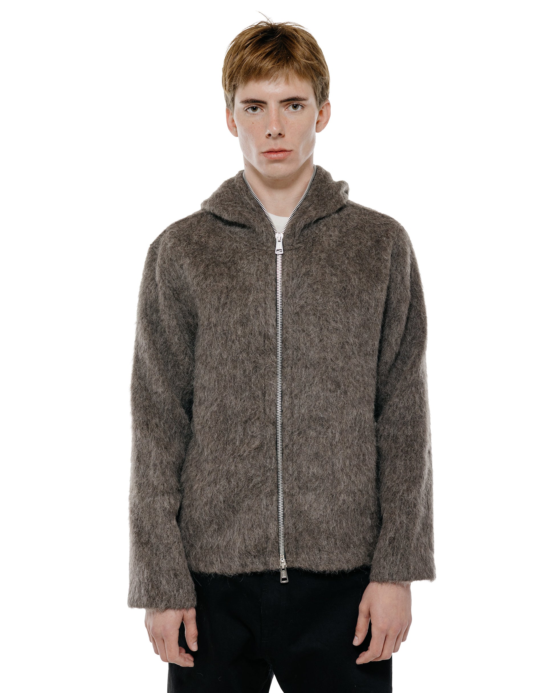Our Legacy Full Zip Hood Mole Grey Hairy Wool