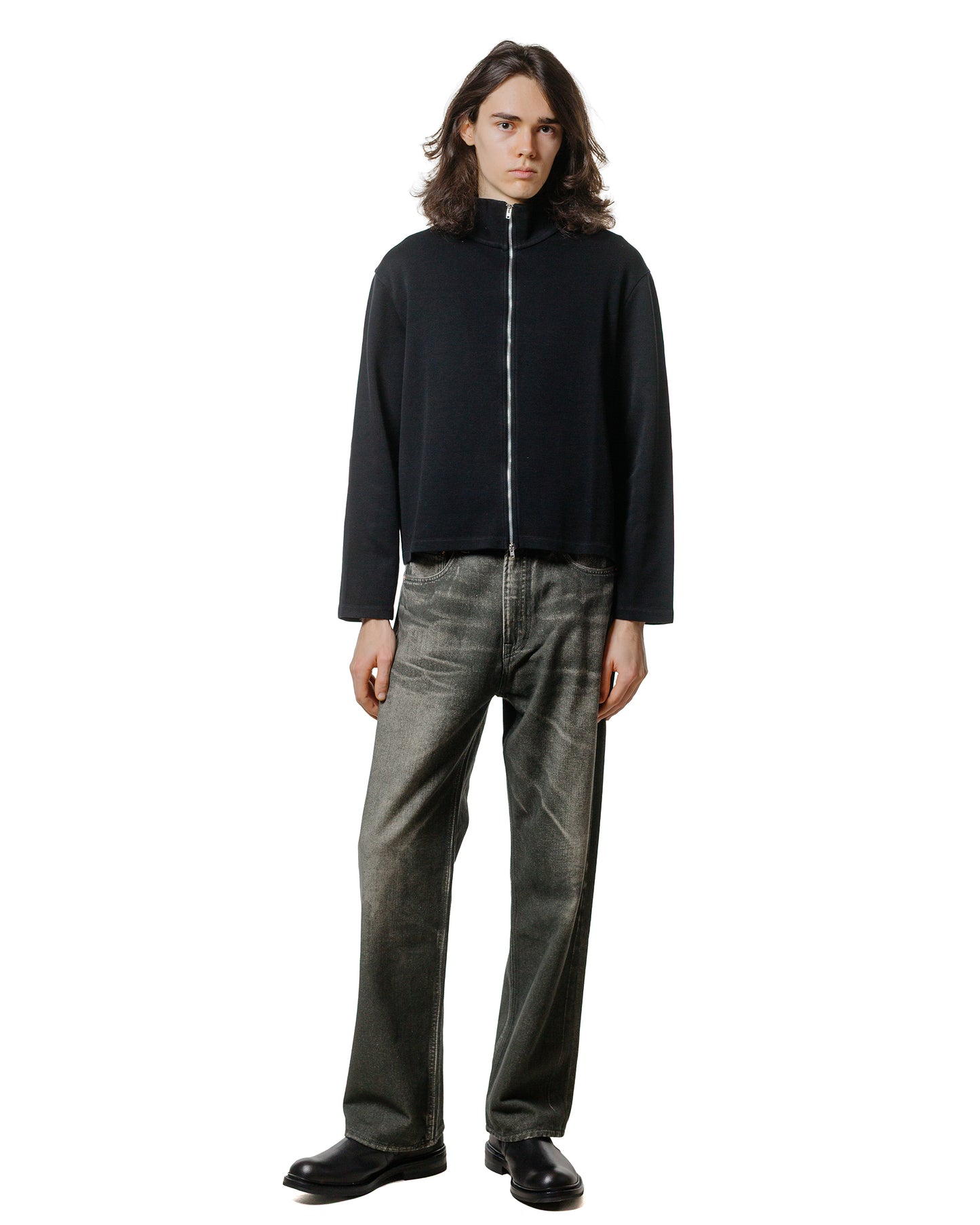 lost & found Our Legacy Our Legacy Shrunken Full Zip Black Athletic Rib