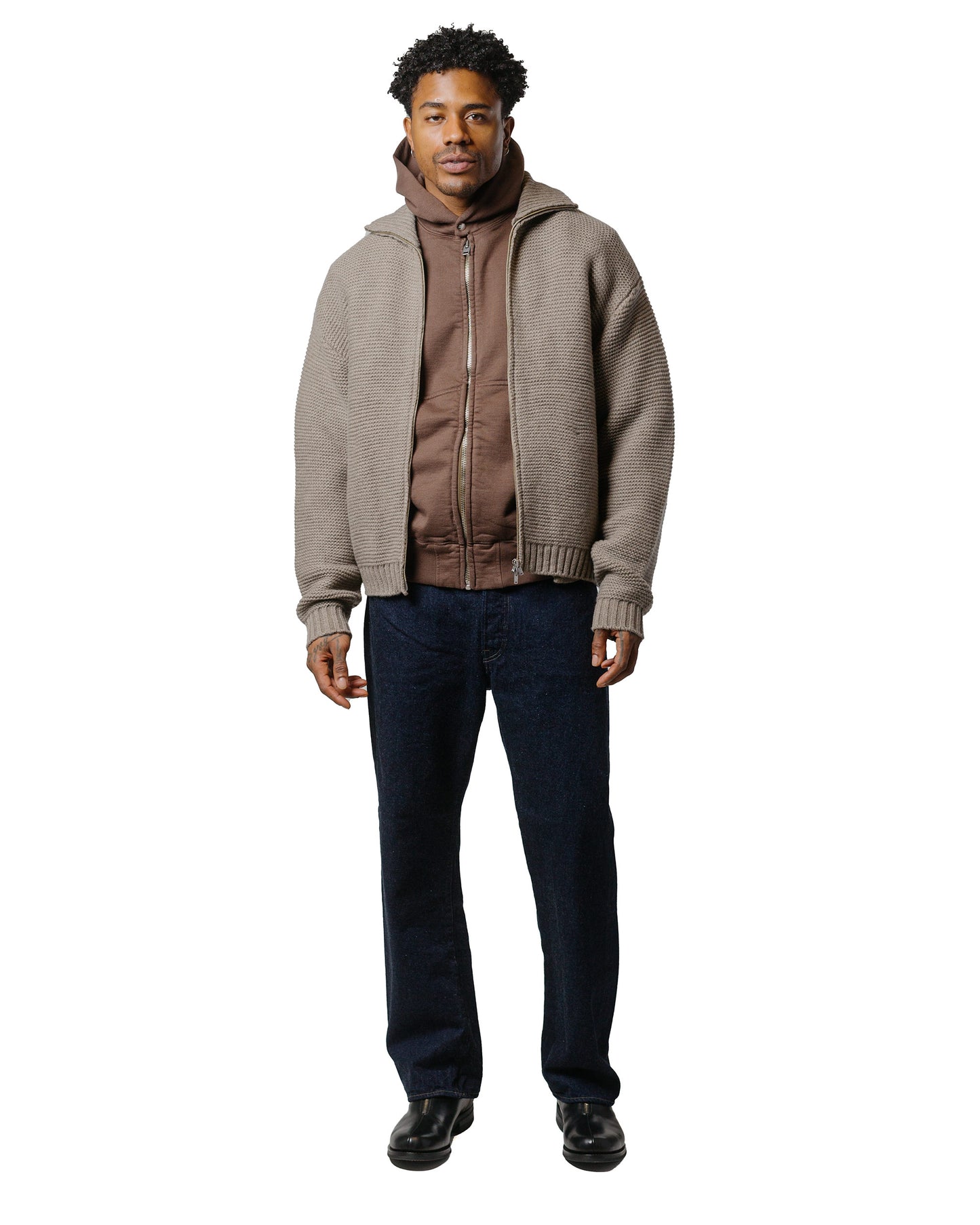 lost & found Phigvel Phigvel Athletic Full Zip Hoodie Stone Brown