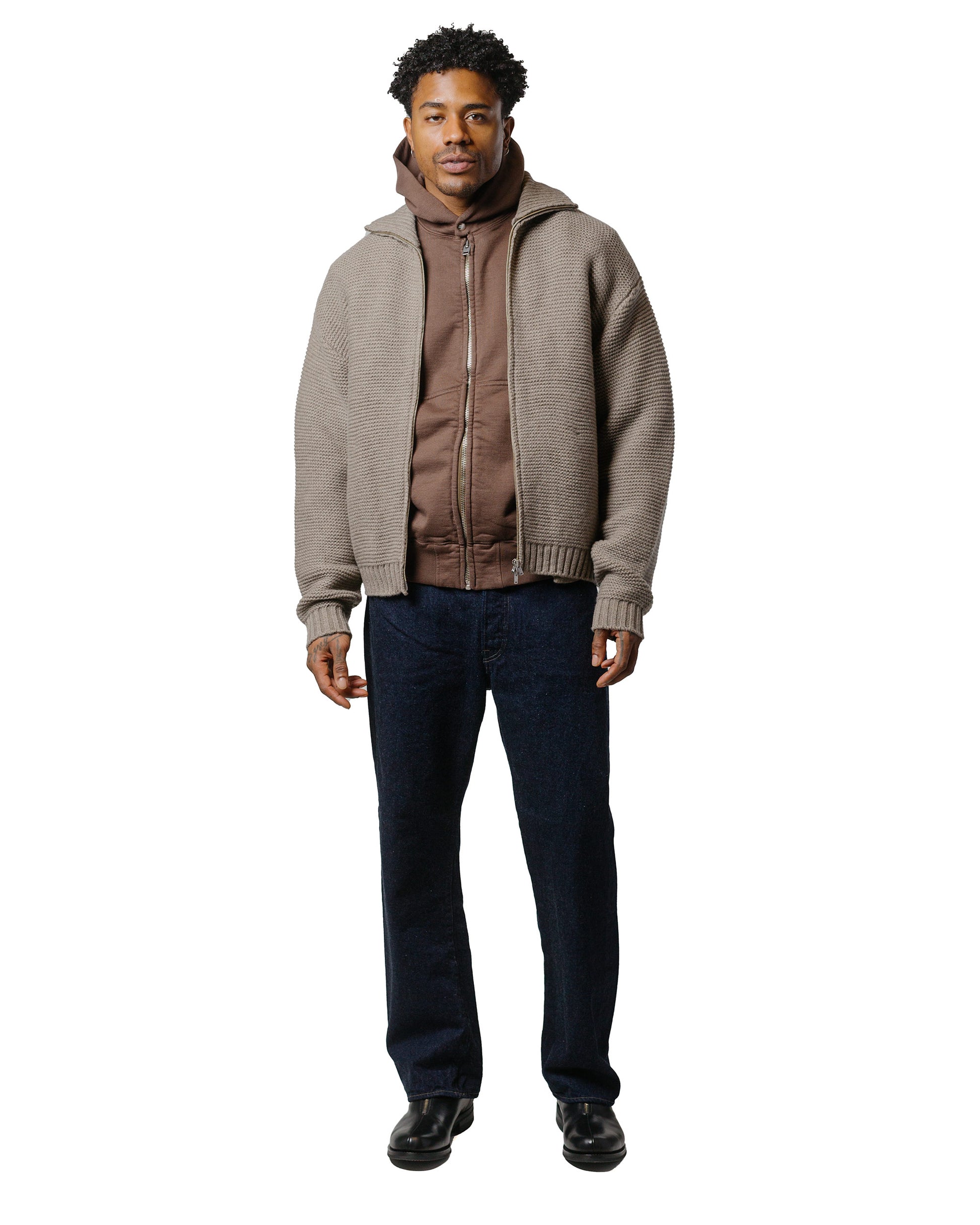 lost & found Phigvel Phigvel Athletic Full Zip Hoodie Stone Brown
