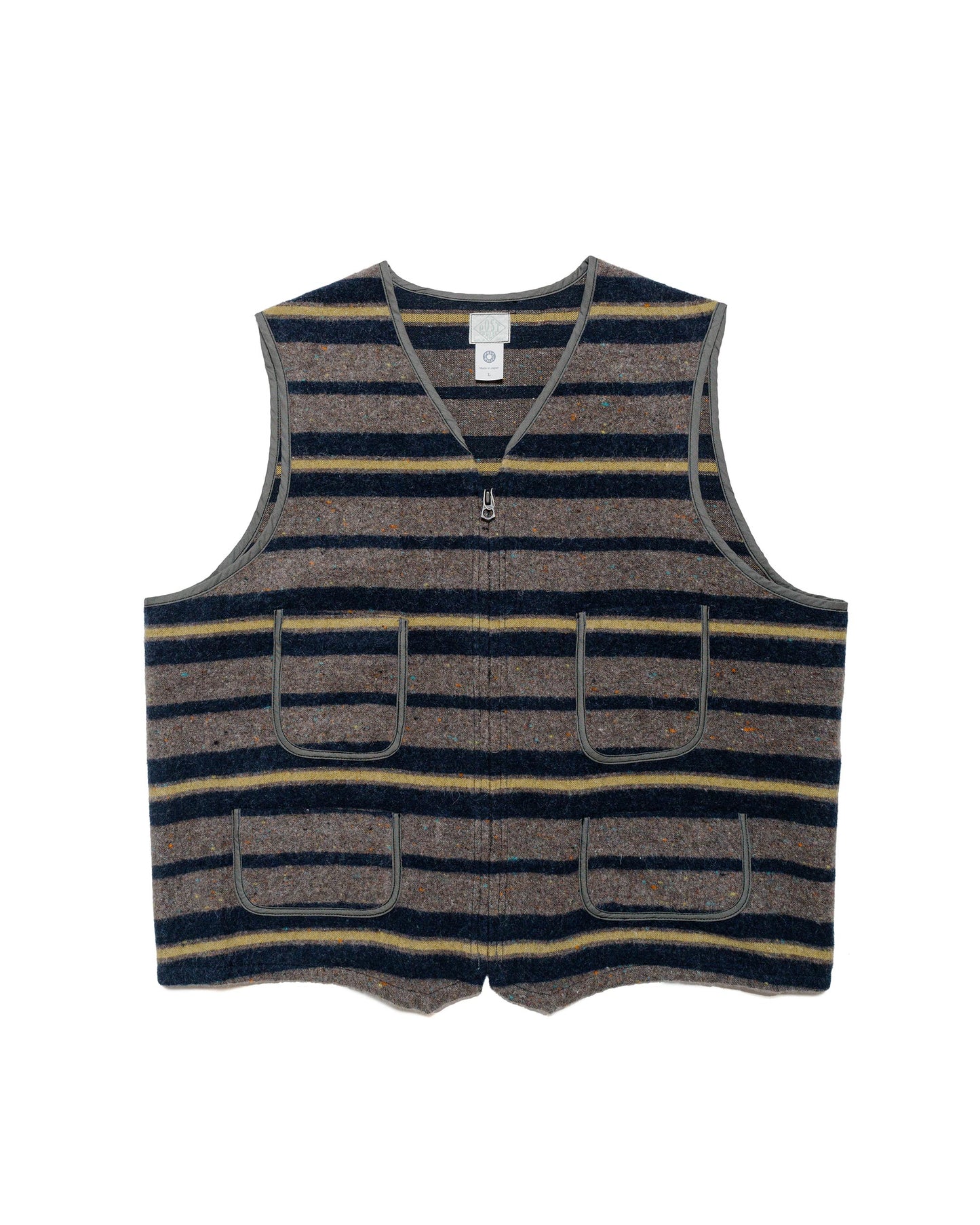lost & found Post O'Alls Post O'Alls Fleece Vest Trashed Wool Navy Stripe