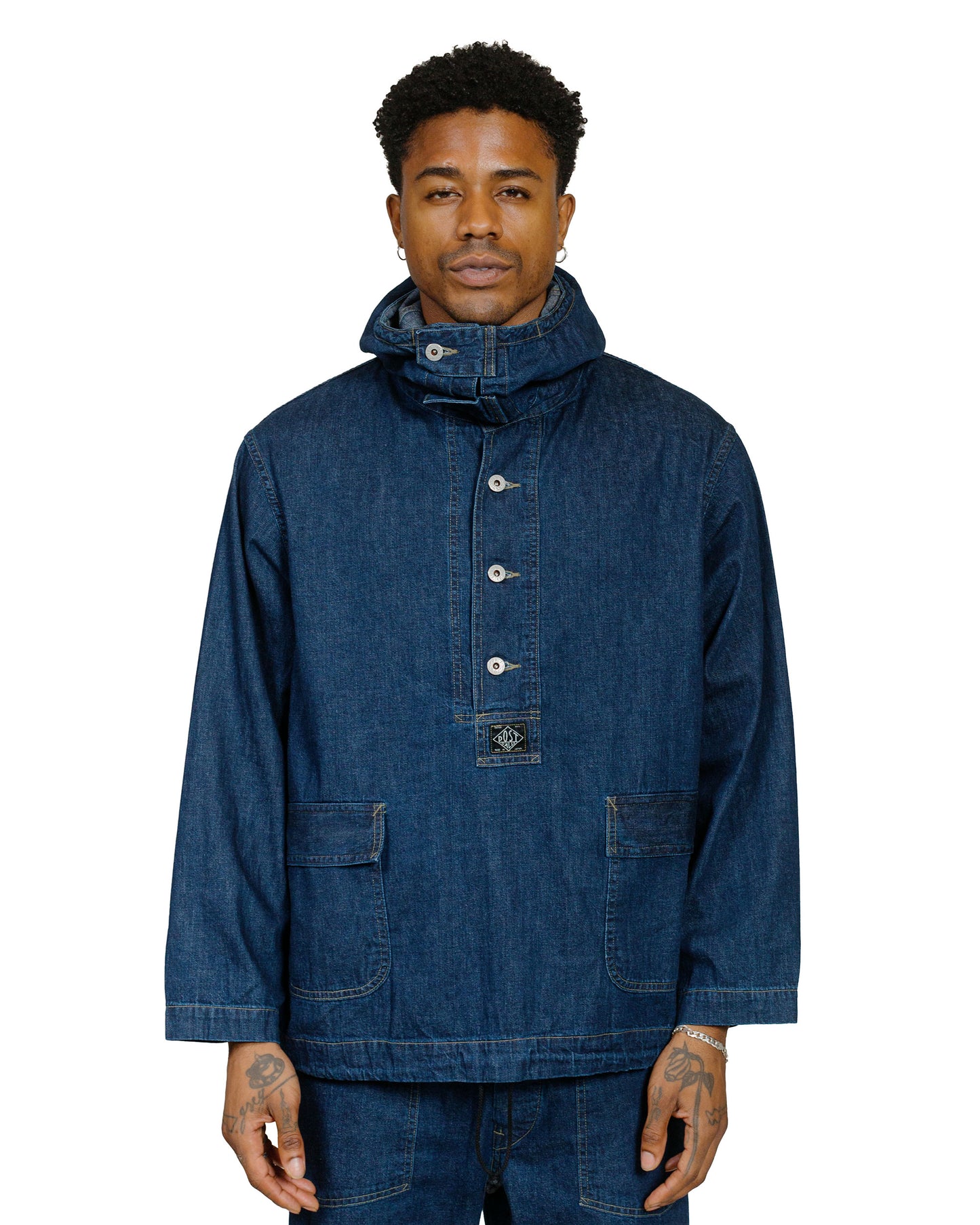 lost & found Post O'Alls Post O'Alls NAVY Parka Blue Denim w/OD Yellow Stitch Indigo