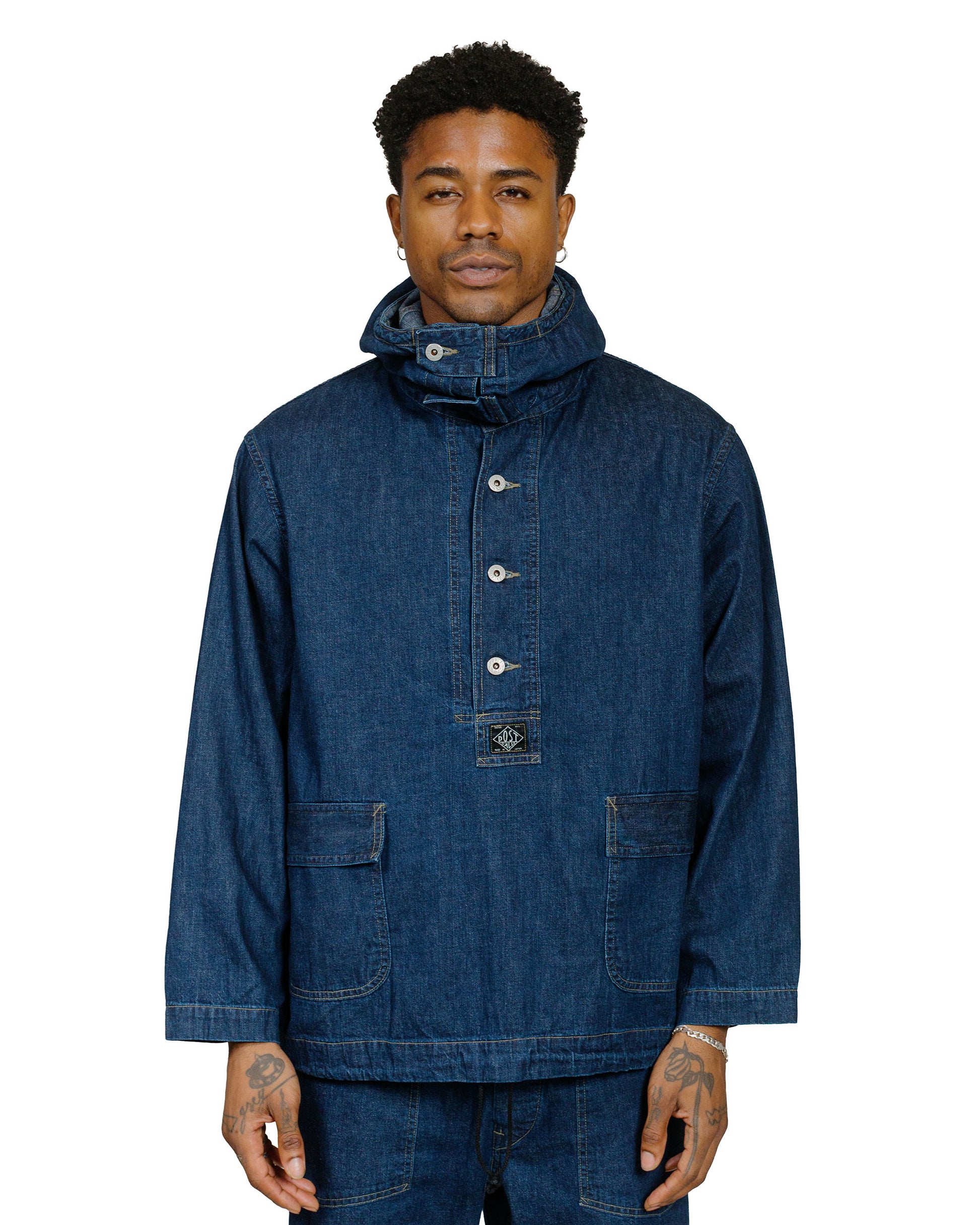lost & found Post O'Alls Post O'Alls NAVY Parka Blue Denim w/OD Yellow Stitch Indigo
