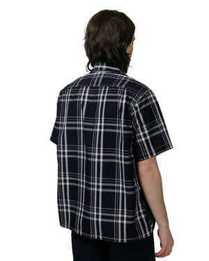 Post O'Alls New Basic Shirt S/S Indigo Check 1 Indigo/White model back