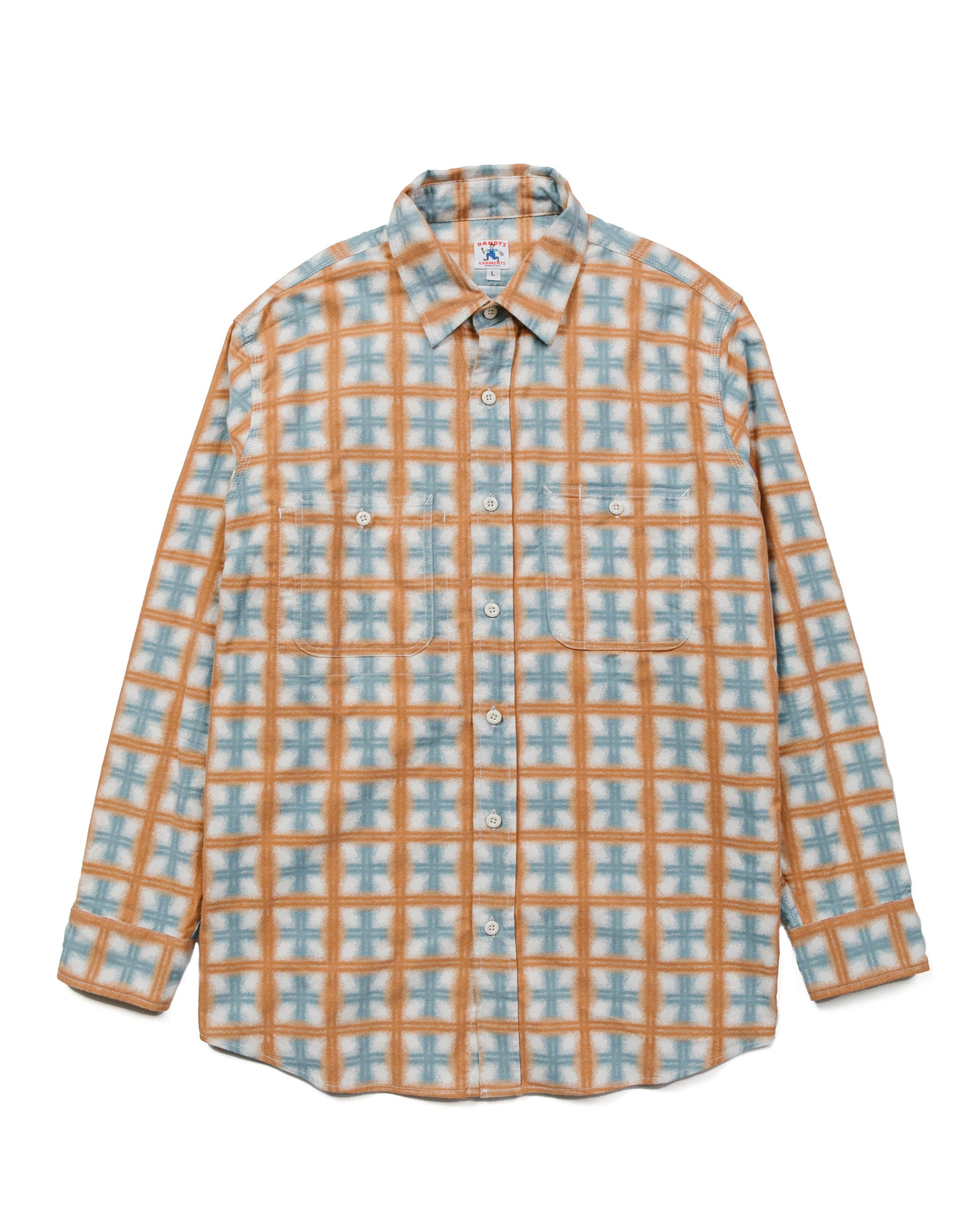 lost & found Randy's Garments Randy's Garments 3-Pocket Work Shirt Brushed Poplin Stencil Plaid Natural
