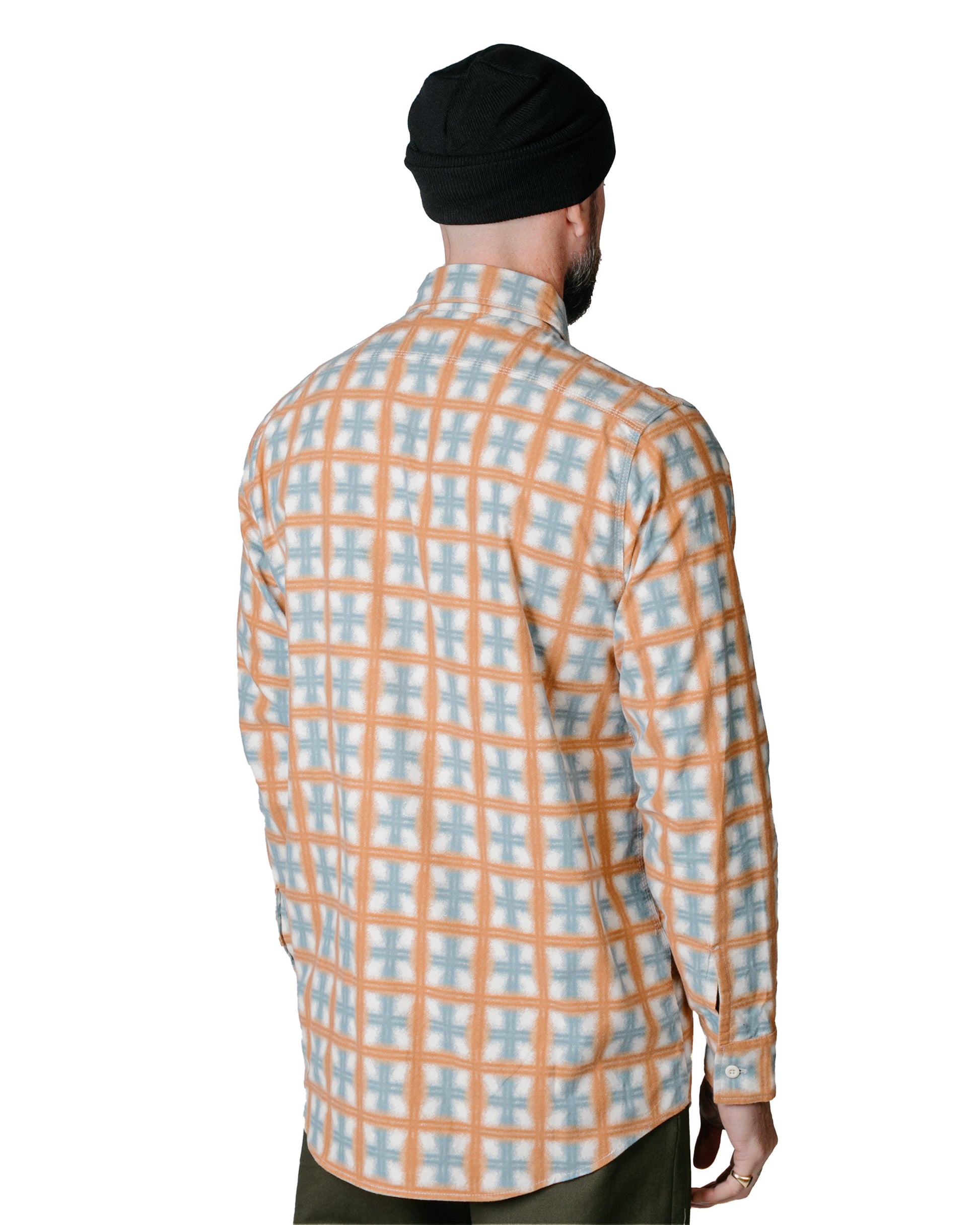 lost & found Randy's Garments Randy's Garments 3-Pocket Work Shirt Brushed Poplin Stencil Plaid Natural