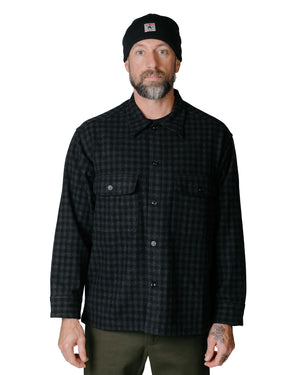 Randy's Garments Wool Check Over Shirt Dark Gray model front