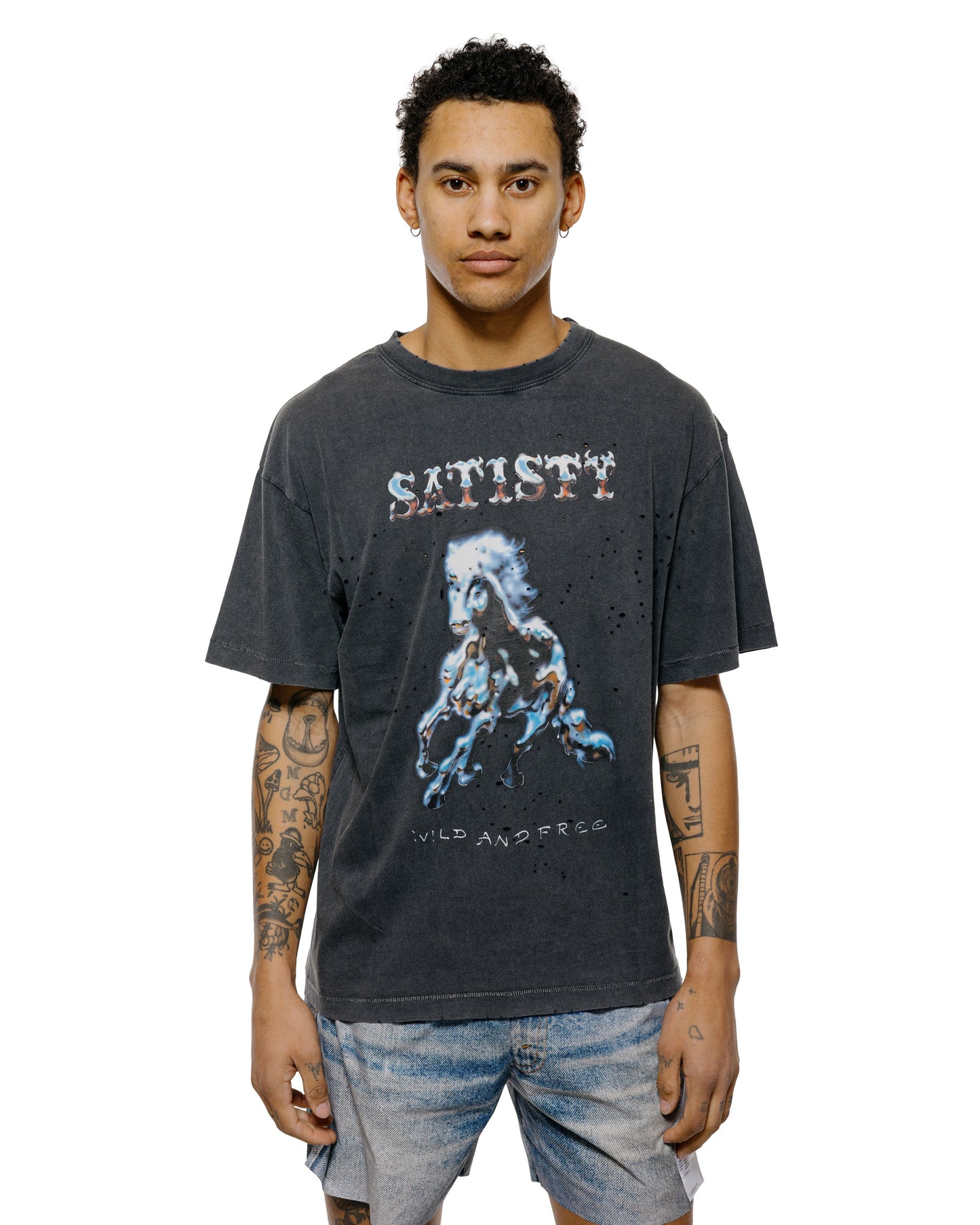 lost & found SATISFY SATISFY MothTech T-Shirt Aged Black