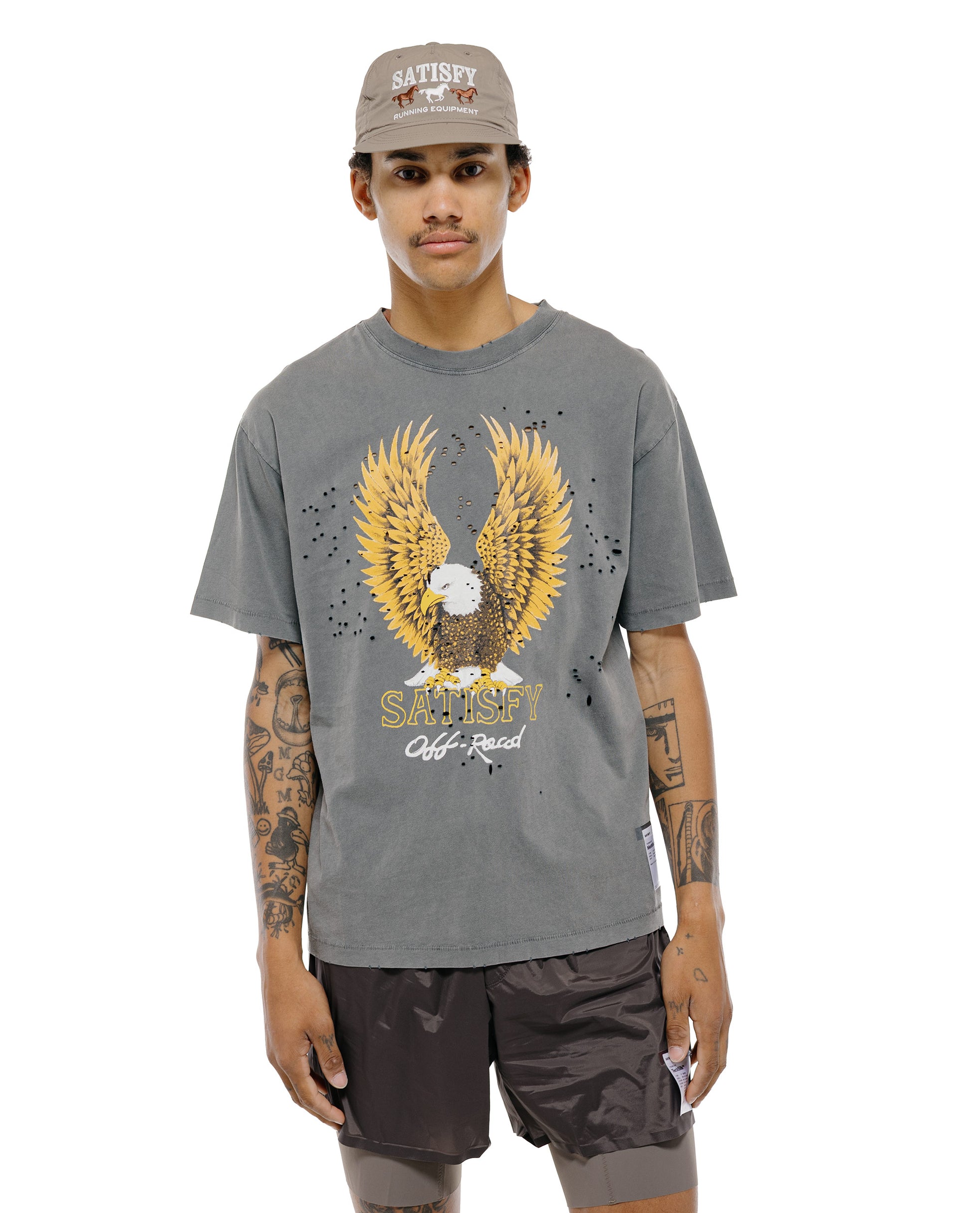 lost & found SATISFY SATISFY MothTech T-Shirt Eagle Off Road Faded Black