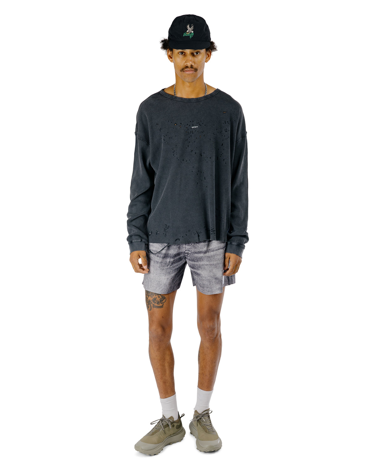 SATISFY Mothtech Waffle Long Tee Aged Black SA