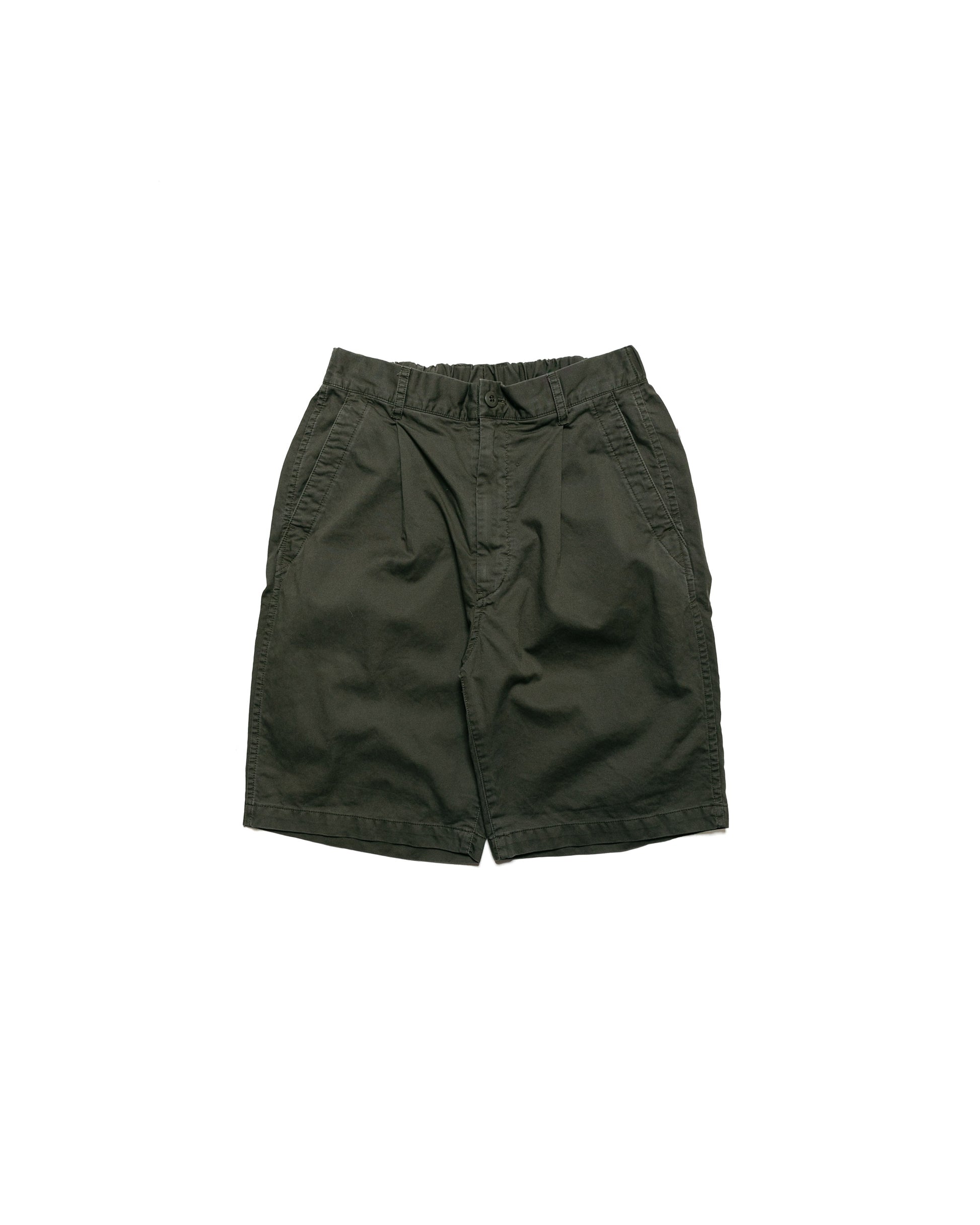lost & found Sage de Cret Sage de Cret Cotton Broken Twill Wide Pleated Shorts Olive