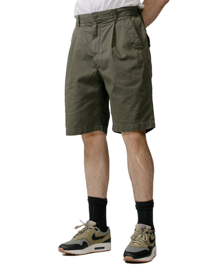 lost & found Sage de Cret Sage de Cret Cotton Broken Twill Wide Pleated Shorts Olive