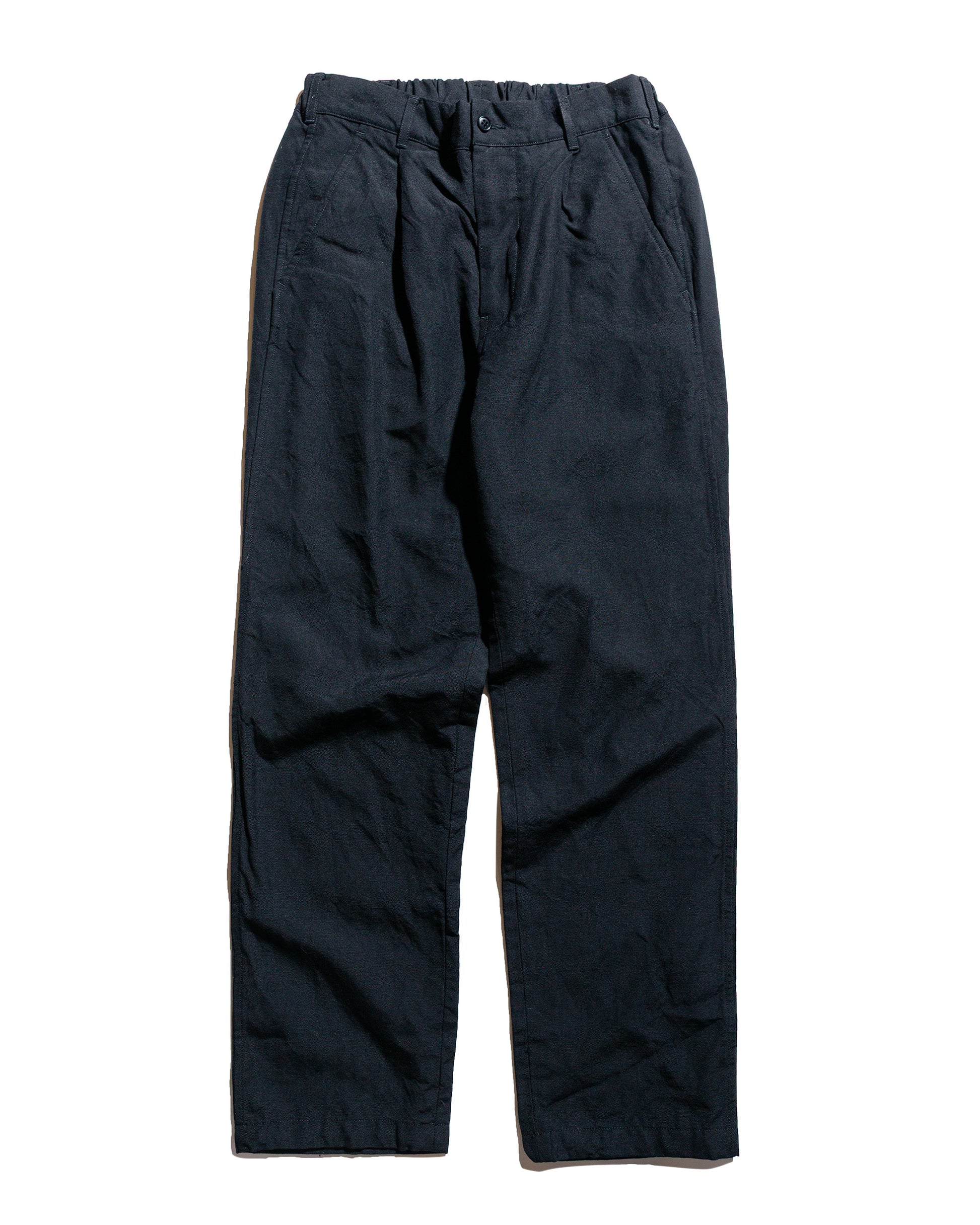 lost & found Sage de Cret Sage de Cret High Density Wool/Linen Oxford Pegtop Single Pleat Pants Black