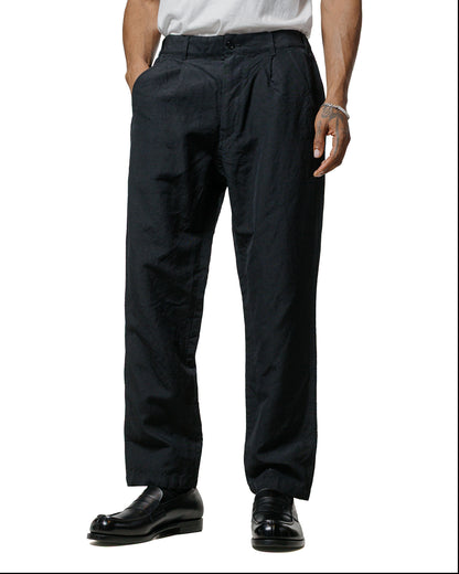 lost & found Sage de Cret Sage de Cret High Density Wool/Linen Oxford Pegtop Single Pleat Pants Black