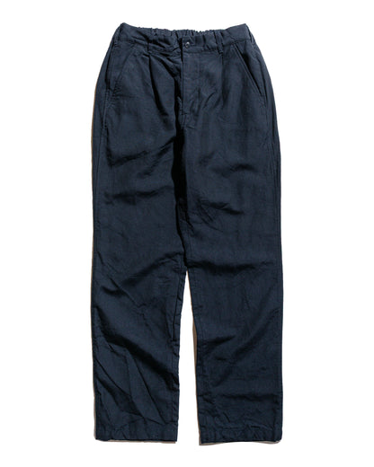 lost & found Sage de Cret Sage de Cret High Density Wool/Linen Oxford Pegtop Single Pleat Pants Navy