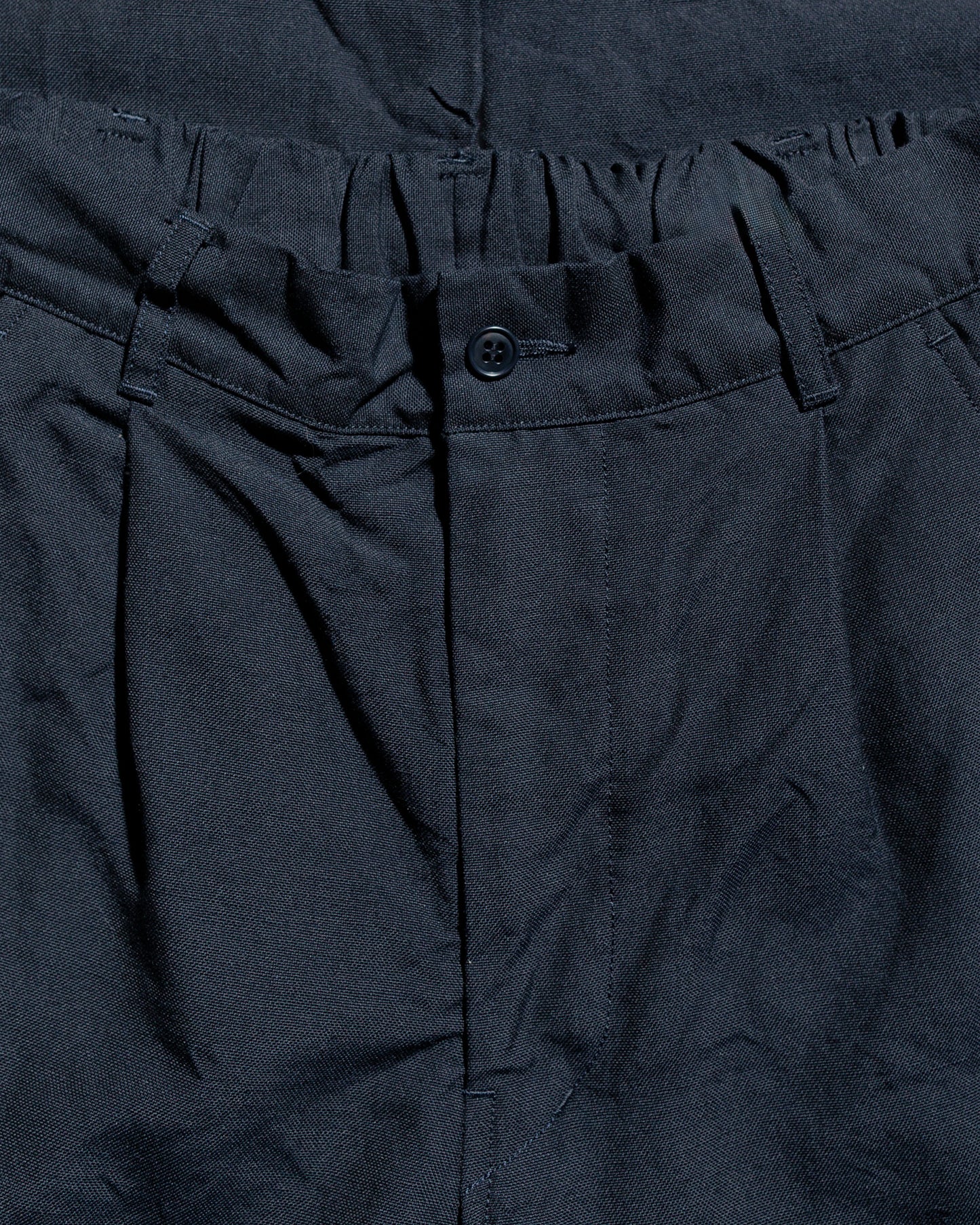 lost & found Sage de Cret Sage de Cret High Density Wool/Linen Oxford Pegtop Single Pleat Pants Navy