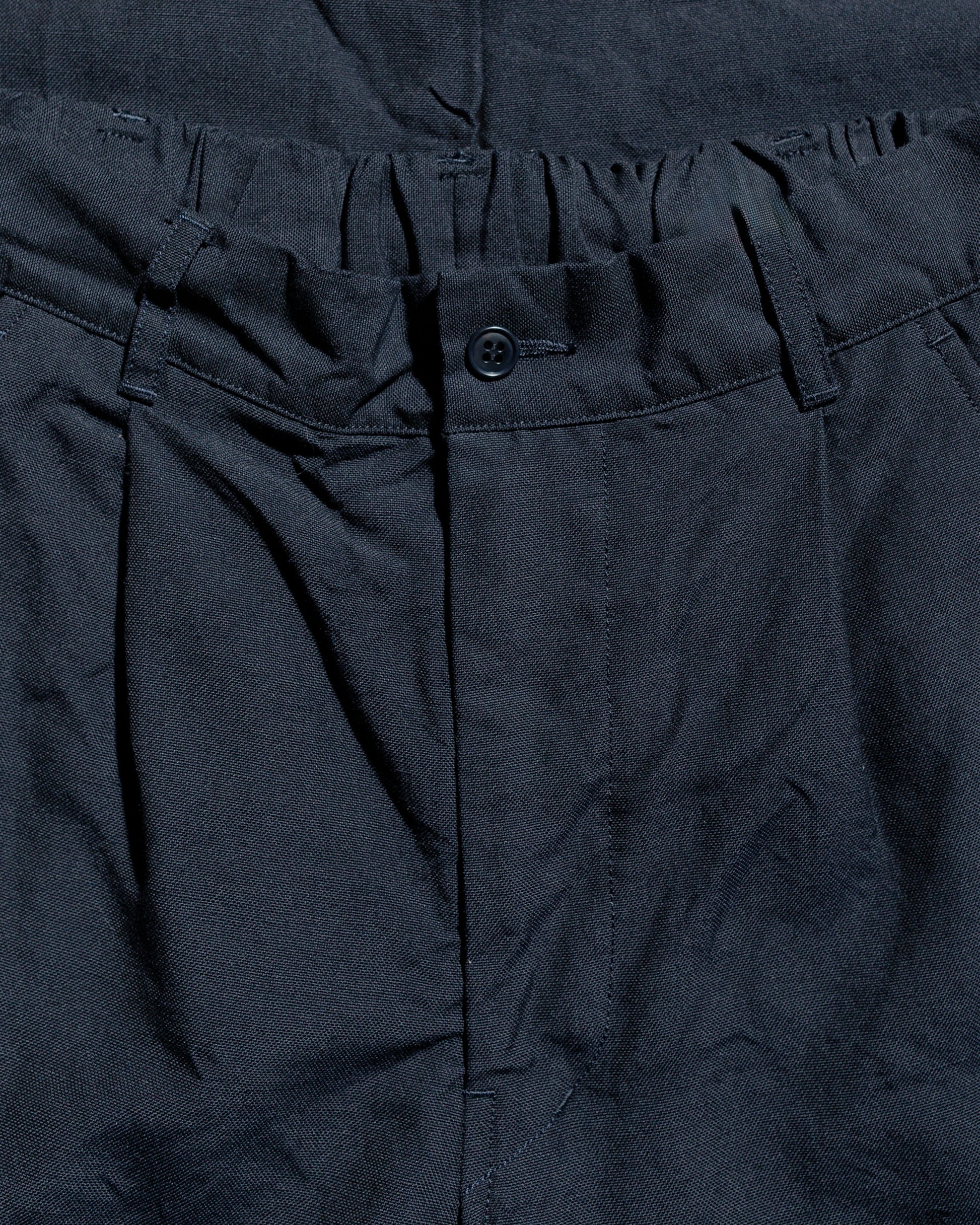 lost & found Sage de Cret Sage de Cret High Density Wool/Linen Oxford Pegtop Single Pleat Pants Navy