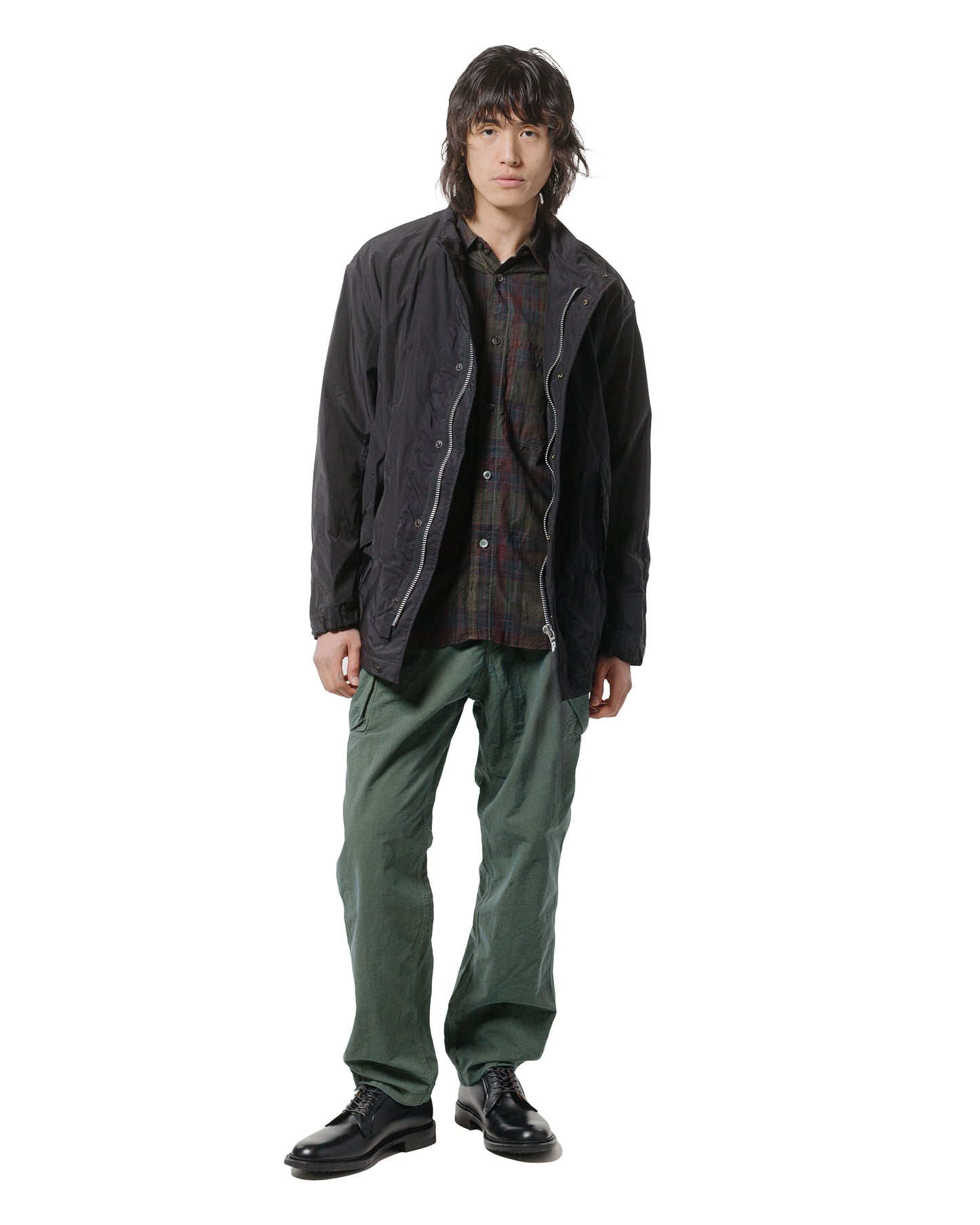 lost & found Sage de Cret Sage de Cret Nylon/Cotton Typewriter Patchwork Military Jacket Black