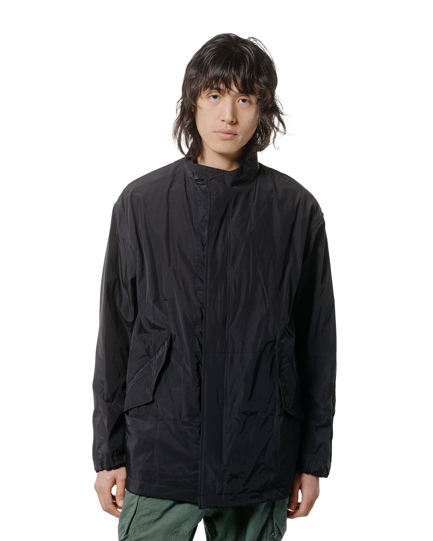 lost & found Sage de Cret Sage de Cret Nylon/Cotton Typewriter Patchwork Military Jacket Black