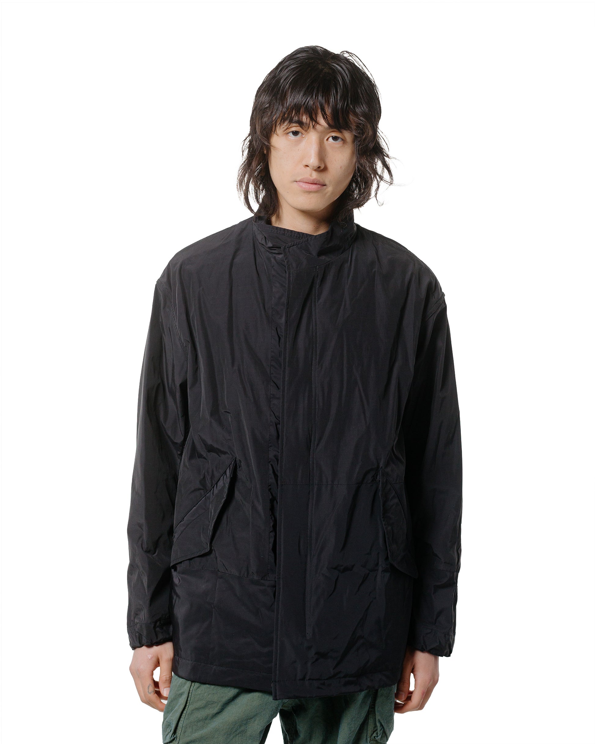 lost & found Sage de Cret Sage de Cret Nylon/Cotton Typewriter Patchwork Military Jacket Black