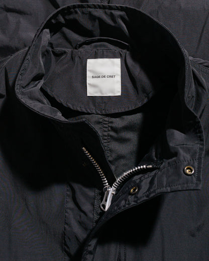 lost & found Sage de Cret Sage de Cret Nylon/Cotton Typewriter Patchwork Military Jacket Black