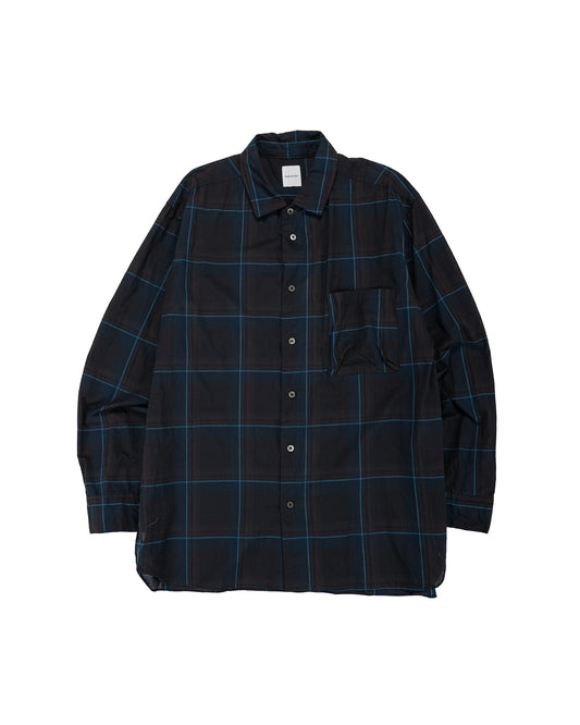 lost & found Sage de Cret Sage de Cret Organic Cotton Madras Pigmnet CT Long Regular Collar Shirt Navy
