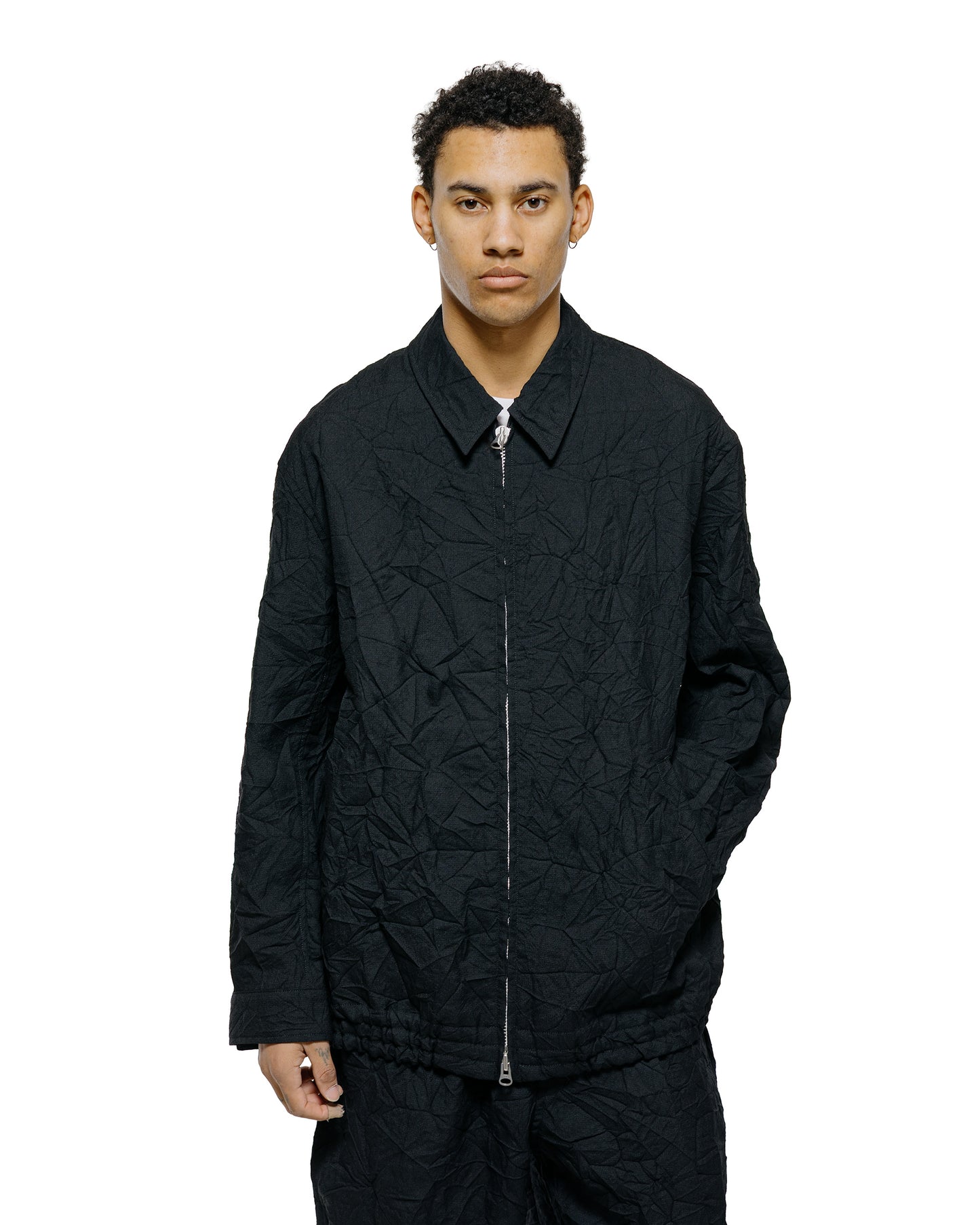 lost & found Sage de Cret Sage de Cret WO/LI Crinkle Full Zip Jacket Black